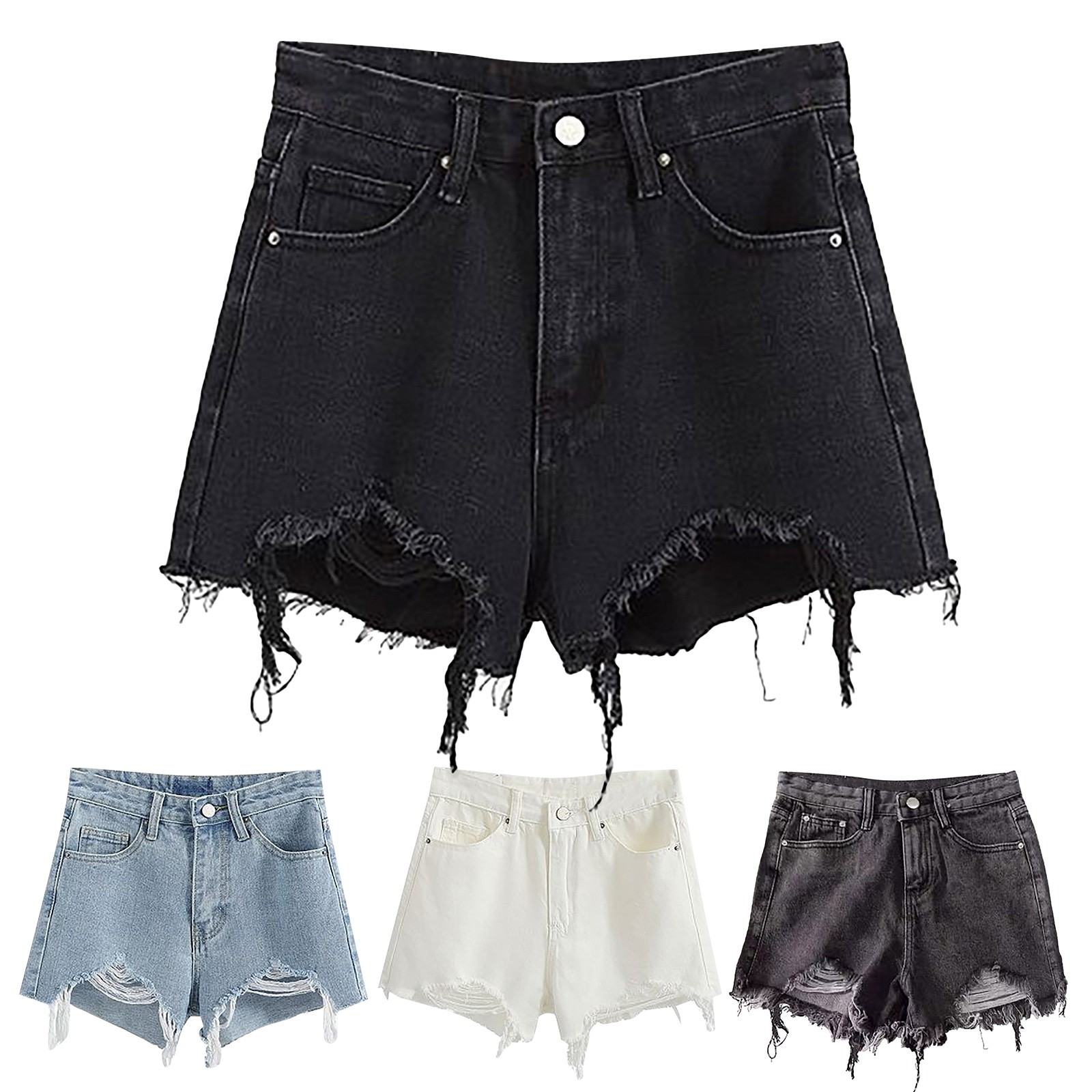 Title 1, Glands noir Denim Shorts femmes mode trou Mini ...