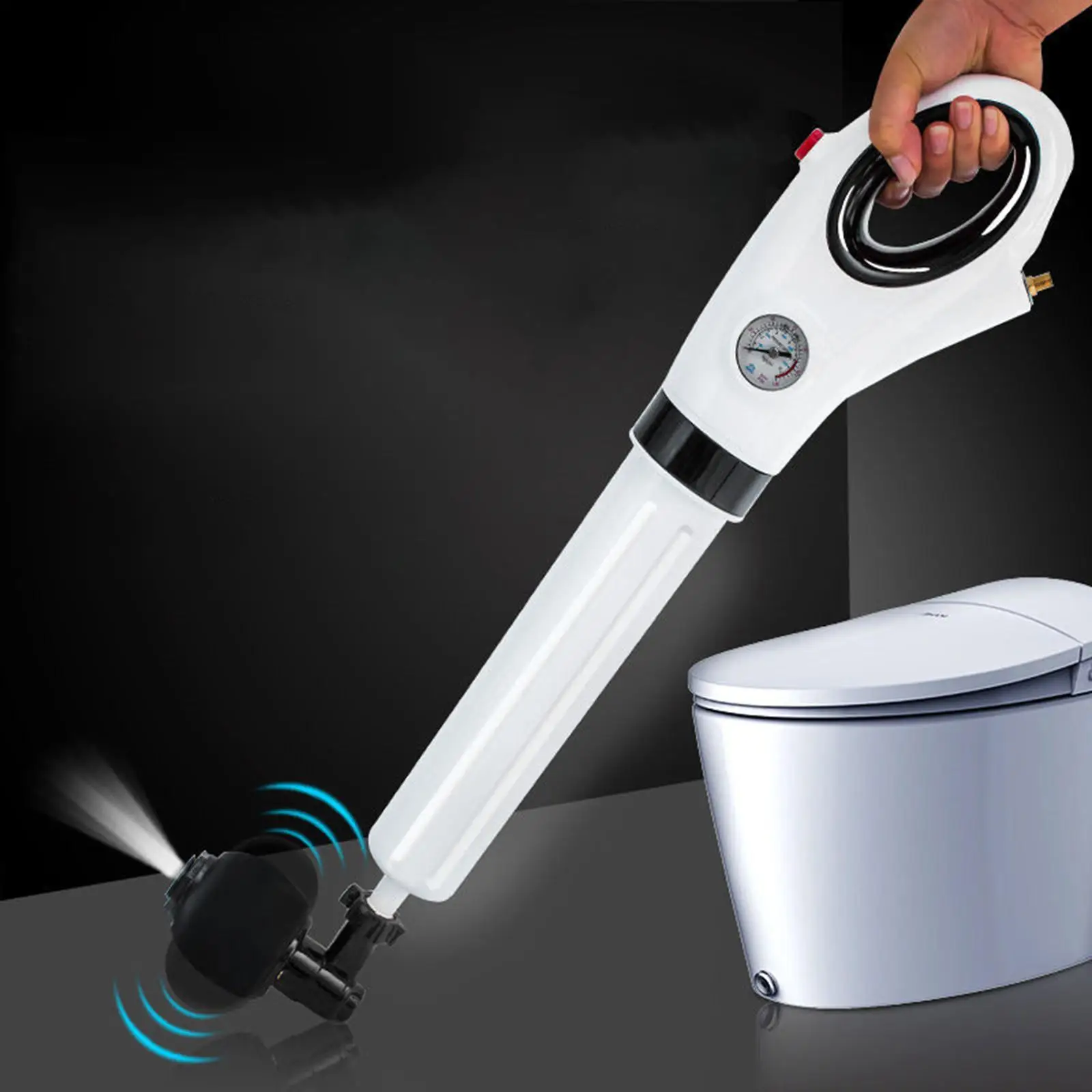 Toilet Air Pressure Plunger Pump , Cleaner  Clog Remover Powerful Pneumatic Dredge Detachable Heads for Sink Bathtub Shower