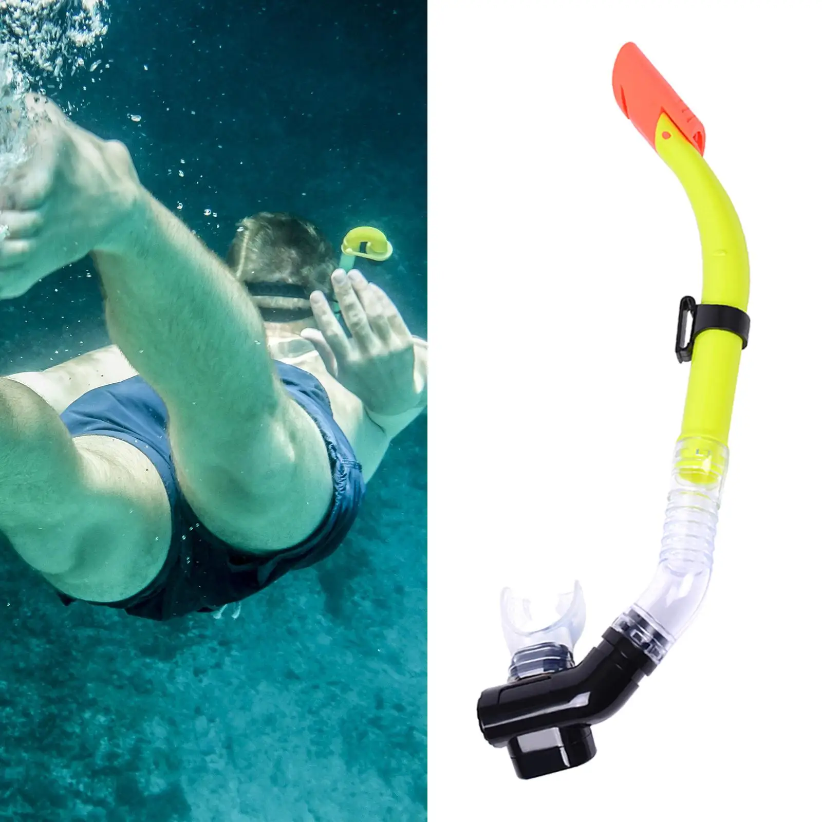 Semi Dry Snorkel Tube Comfortable Mouthpiece for Water Scuba Swimming Training Diving Snorkeling