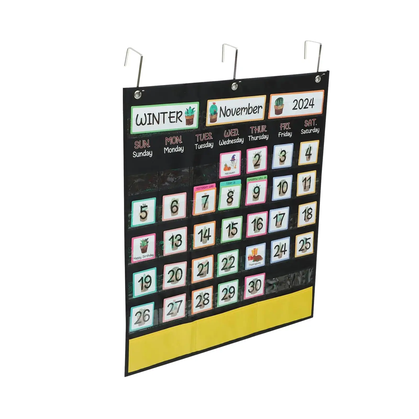 Calendar Pocket Chart Calendar for Kids Education Calendar Hanging Bag Classroom