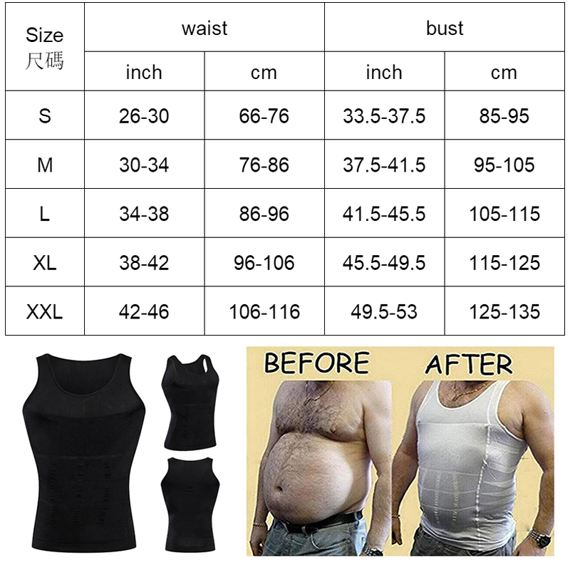 Description Picture 3 of itemMens Slimming Body Shaper Waist Trainer Vest Chest Compression Shirt Abs Abdomen Trimmer Undershirt Tummy Control Shapewear Tops