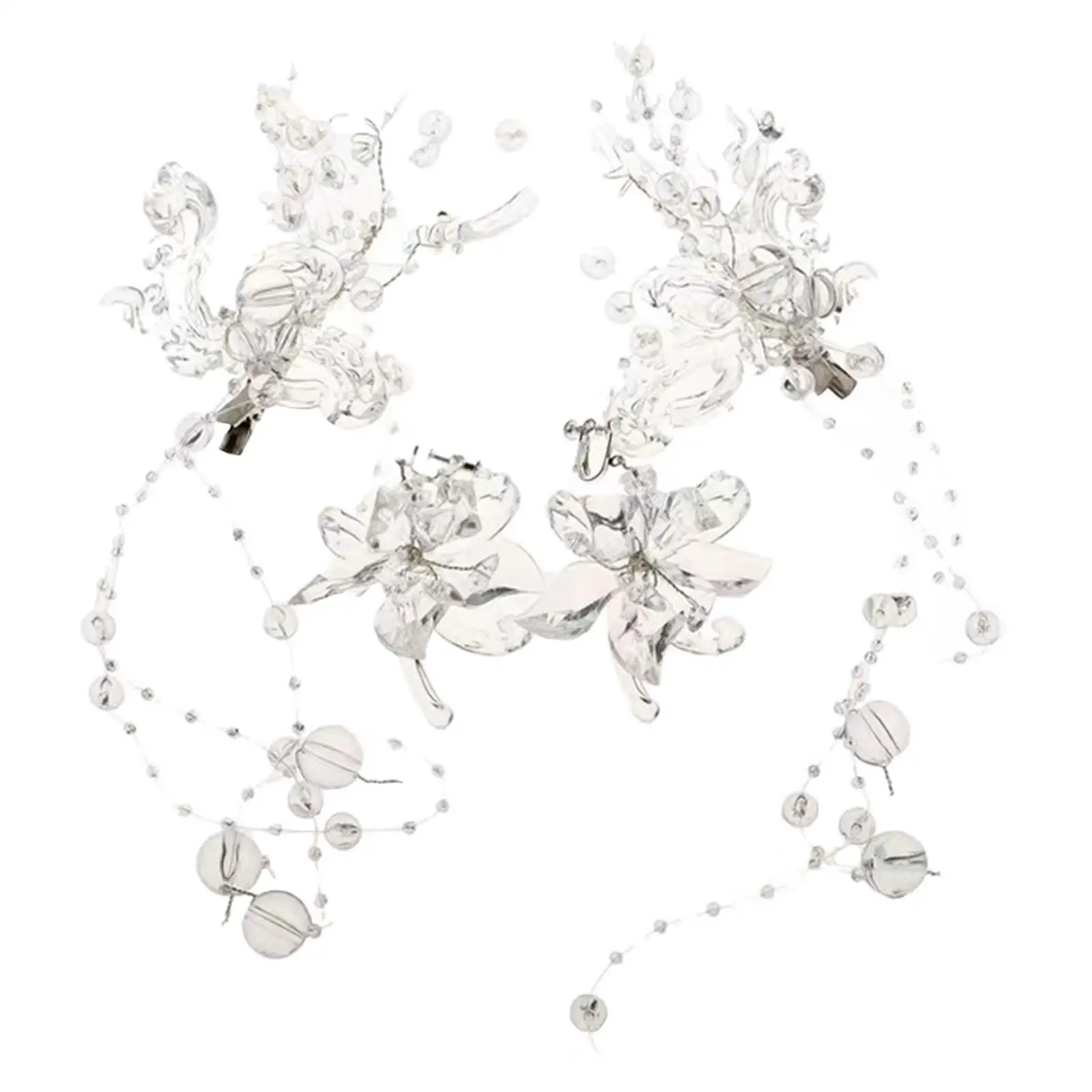 Fashion Crystal Headwear for Bride Women Hair Jewelry Bridal Hair Pins Earring Set Headdress Wedding Hair Accessories