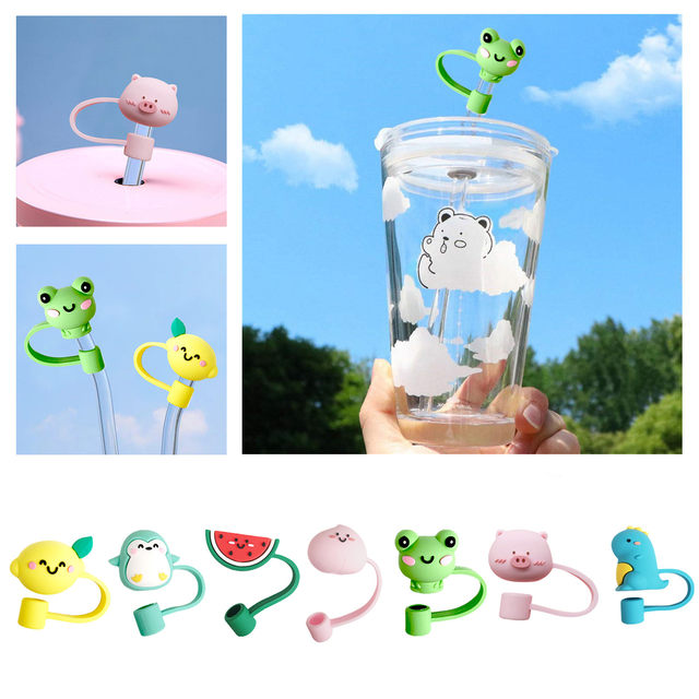 12 Pcs Animals Silicone Straw Covers Cap Reusable Straw Tip Covers Straw  Topper Drinking Straw Cover Cute Straws Plugs for 6-8 mm Straws, Birthday  Party Decoration Gifts, 12 Animal Designs 