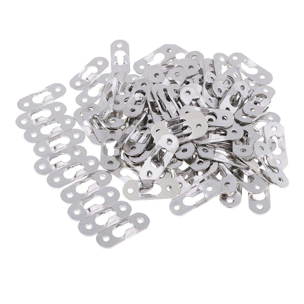 Description Picture 4 of item100 Pieces Sliver Plated Metal Keyhole Picture Hanger Fasteners Hooks Silver Furnniture Hardware 37 x 13.5 mm for Hard Walls