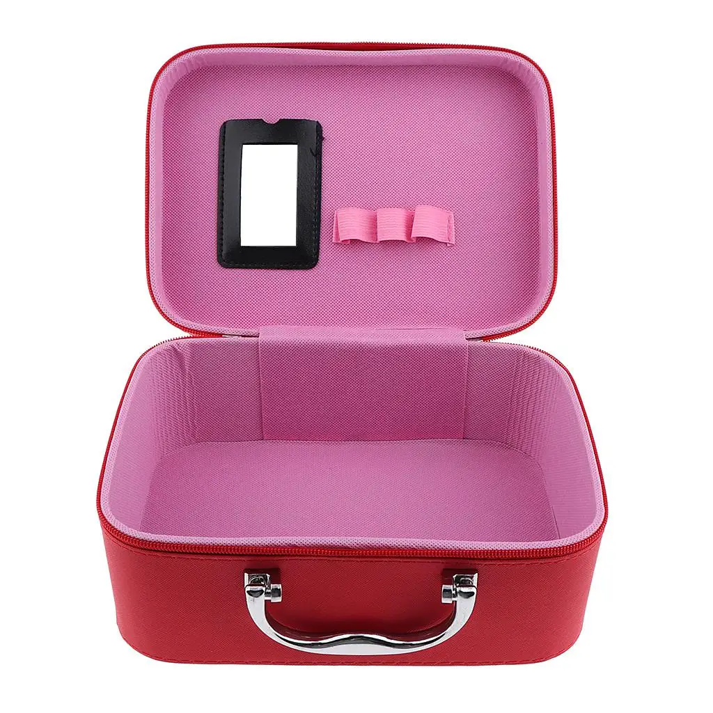 Portable Travel Makeup Bag Train Case Organizer Cosmetics with Mirror Zipper