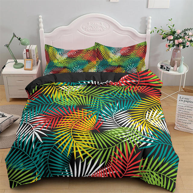 Palm Leaf Print Duvet Cover Set 400tc Cotton Sateen Fresh Tropical