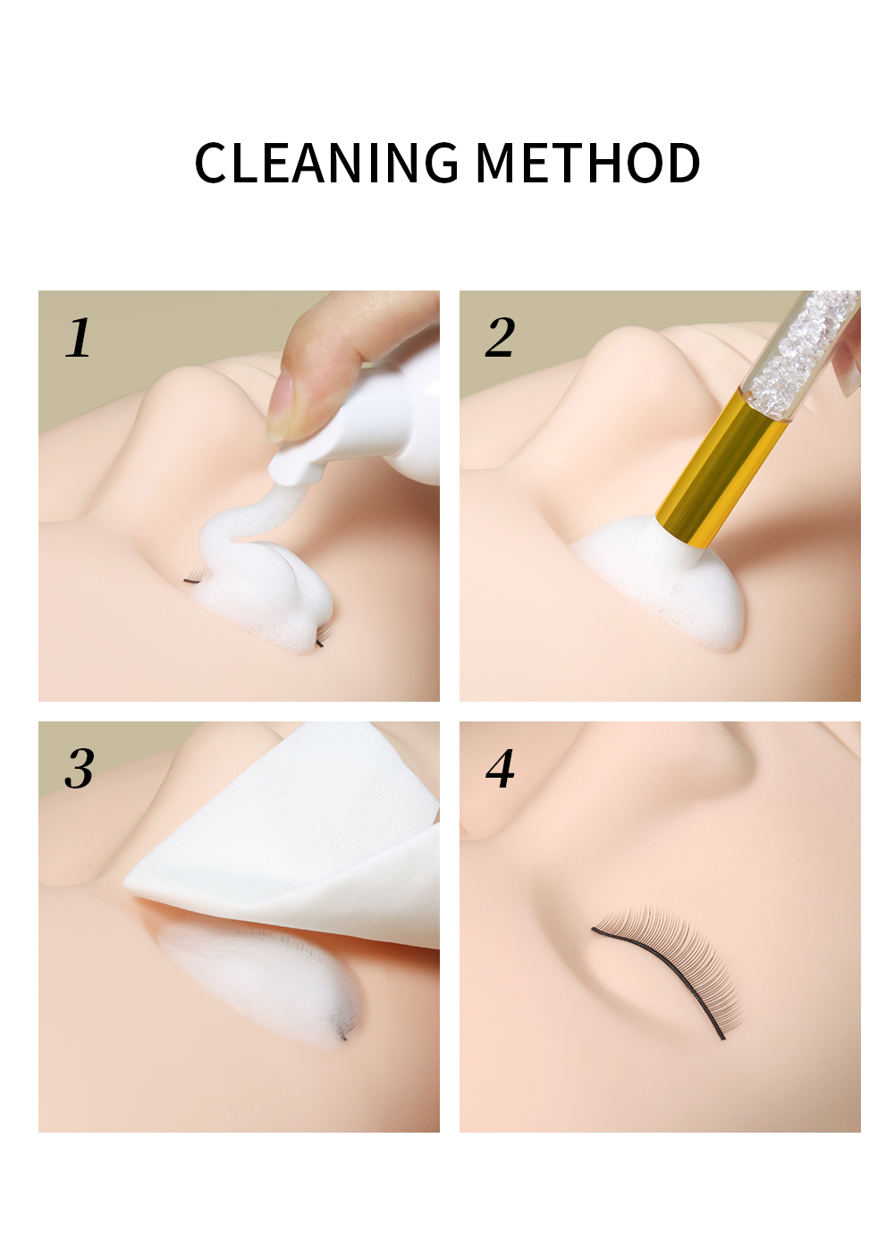 25/50Pcs Eyelash Extension Shampoo Foam Set 5ML Mousse Concentrate Makeup Remover Tool for Mascara with Brush Women's Cleanser