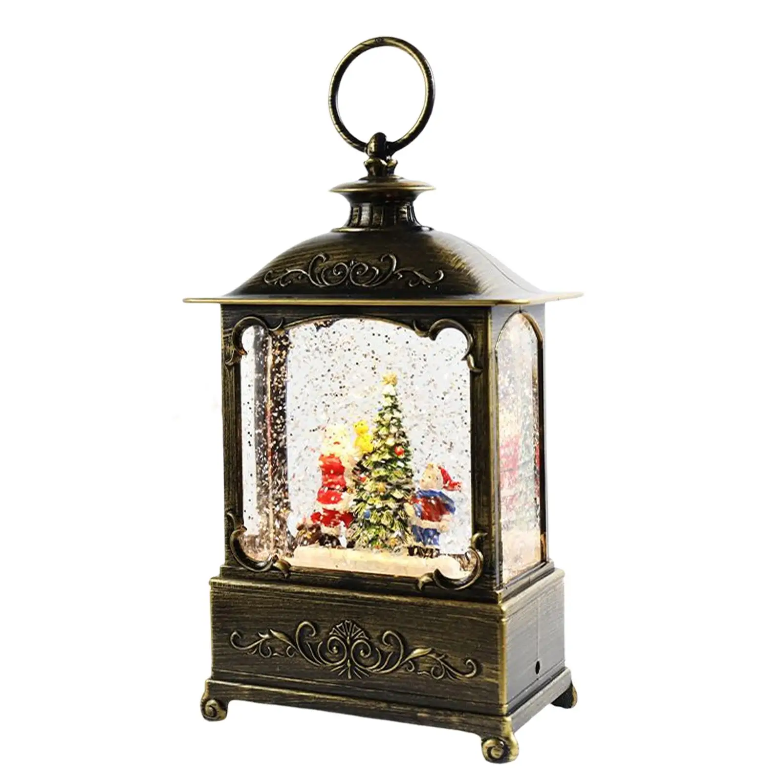 Christmas Music Box Lantern Rotatable Battery Operated Wind Lamp Ornament