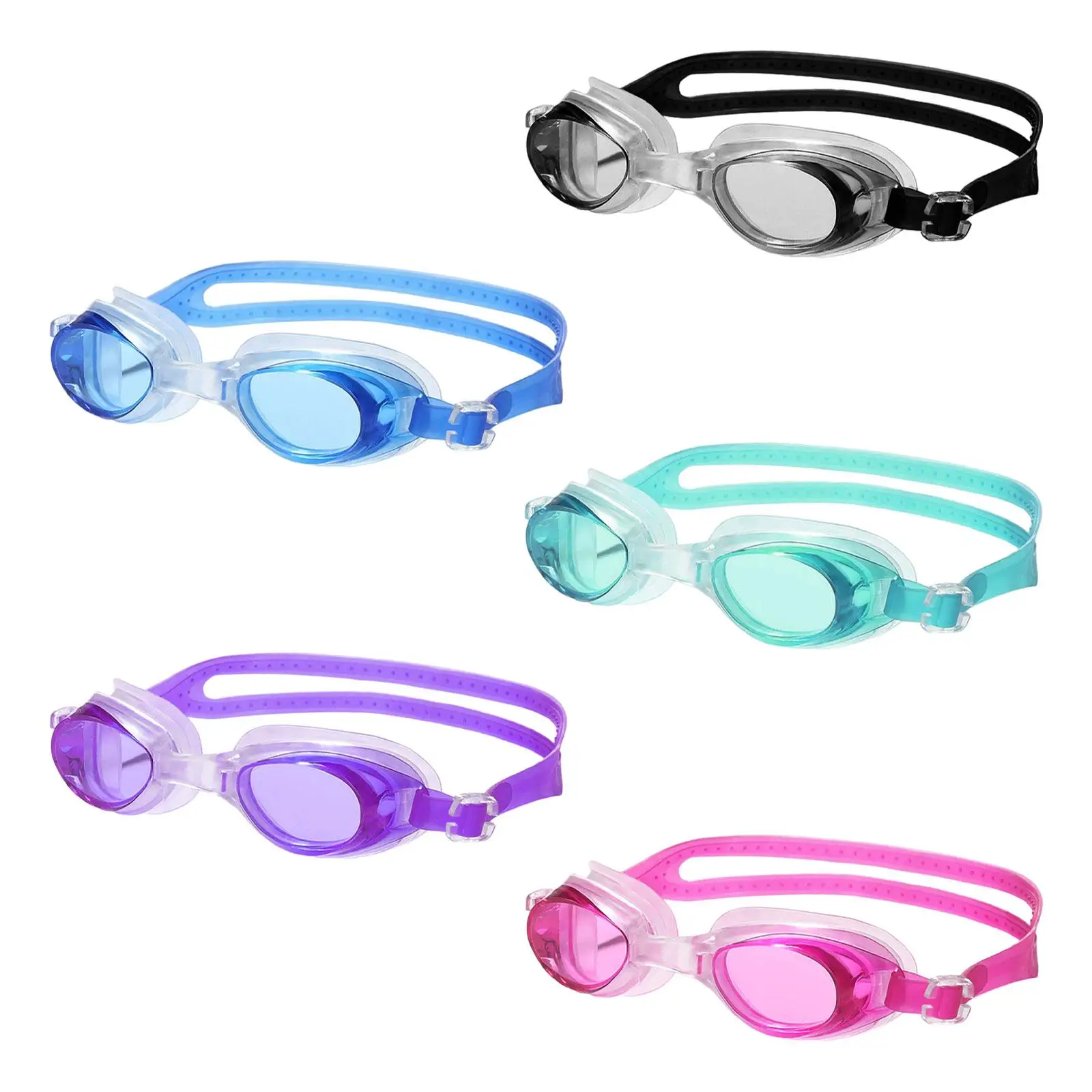 Swim Goggles with Portable Case Anti Fog Soft Silicone Nose Bridge Swimming Goggles Adjustable Swim Glasses for Adult Youth