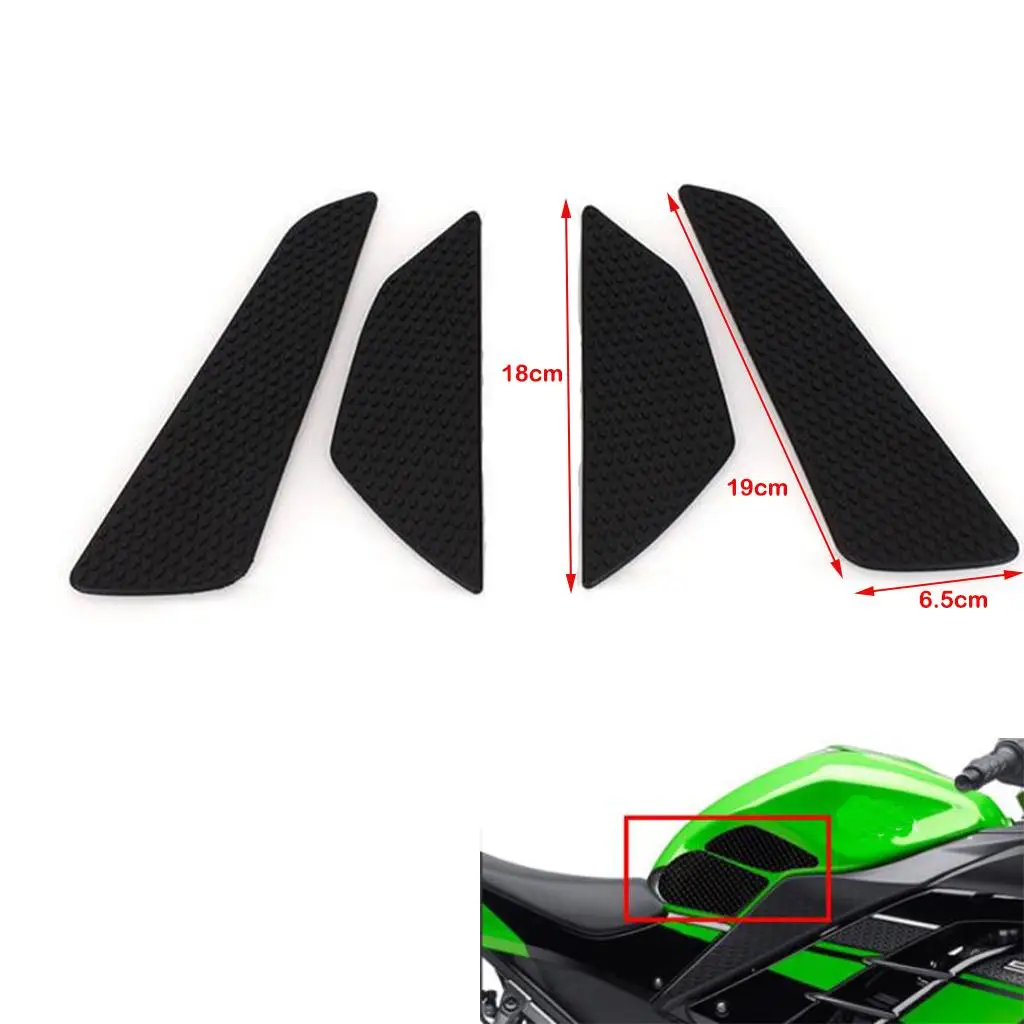 Motorcycle Tank Pad Traction Side Fuel Grip Decal Protector 2-Left & 2-Right