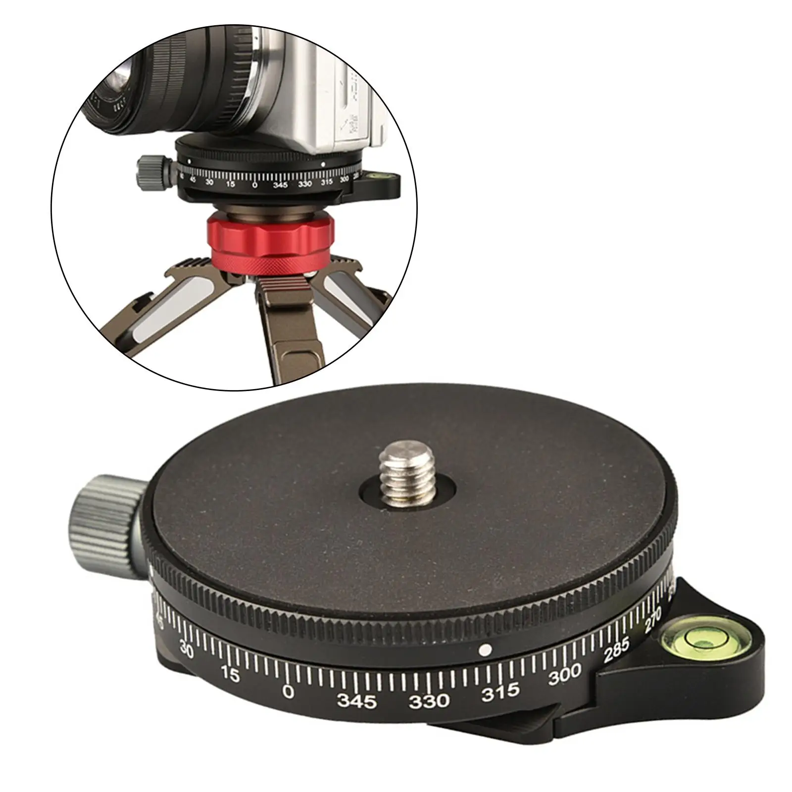 Camera Panoramic Panning Base ,  Ball Tripod Head with Bubble /8 inch Screw Aluminum Alloy