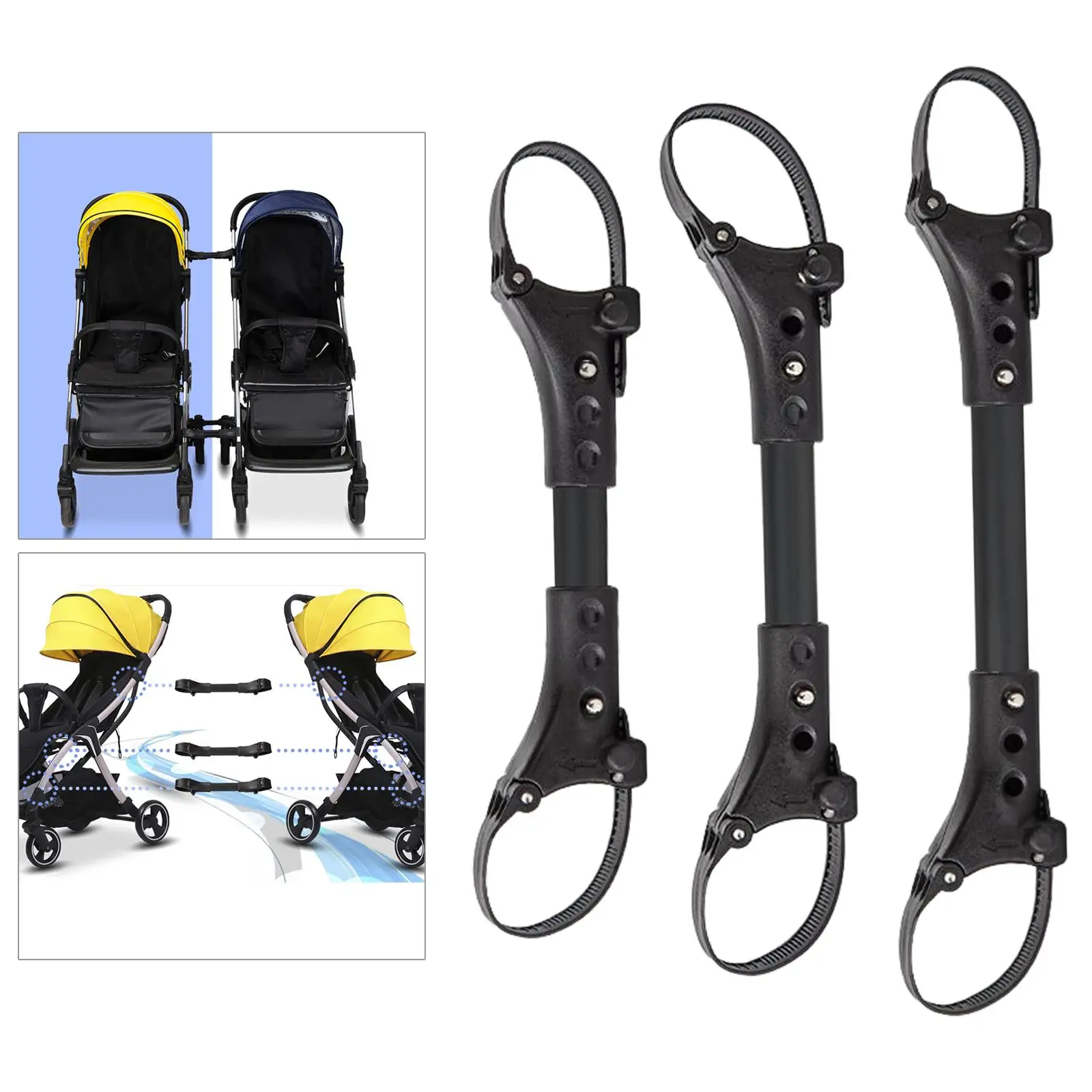 3Pcs Twin Baby Stroller Connector Secure Strap Attachment for Infant Cart