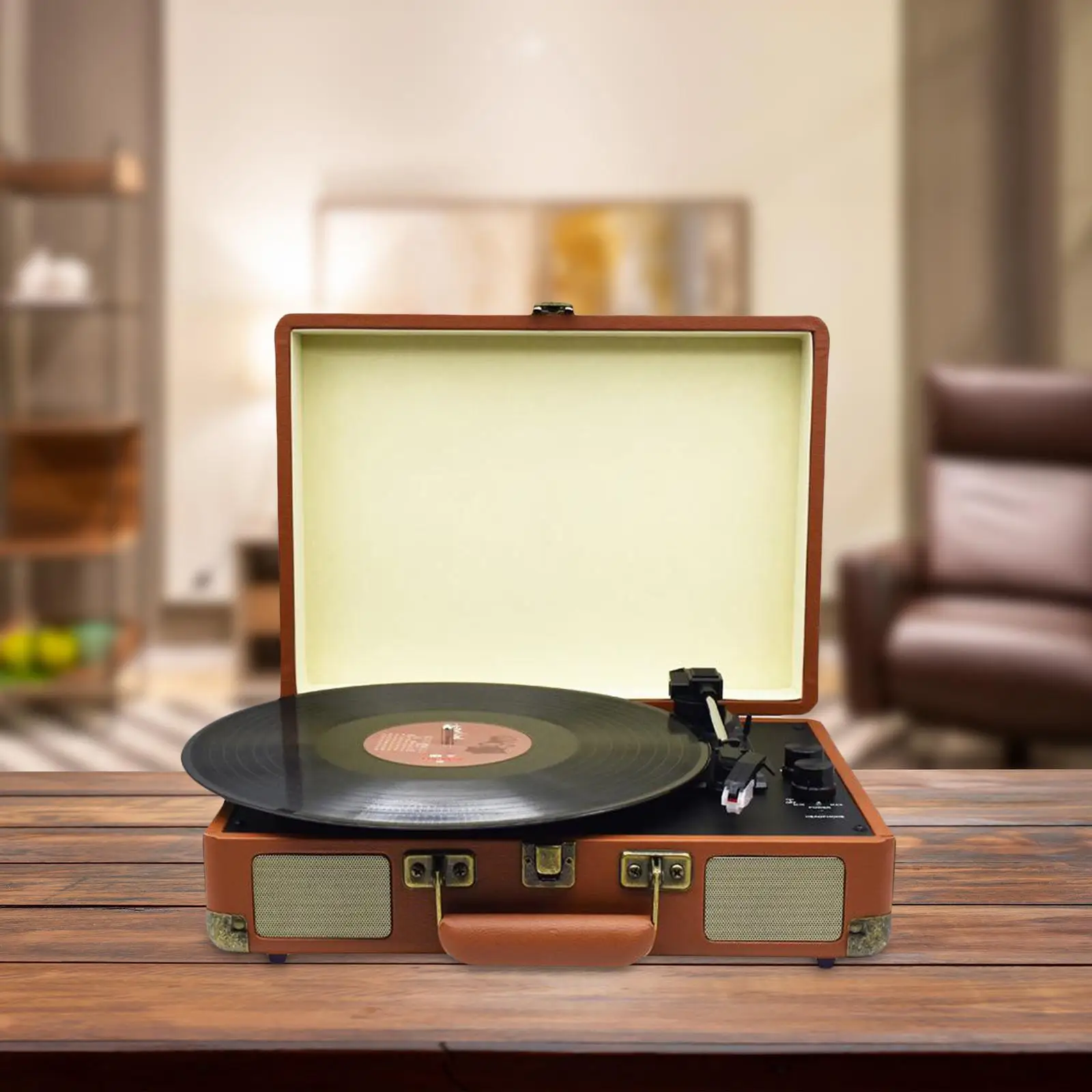 Vinyl Record Player CD Player 3 Speeds Portable Turntable Player Built in Speakers for Bar Entertainment Office Home Decoration
