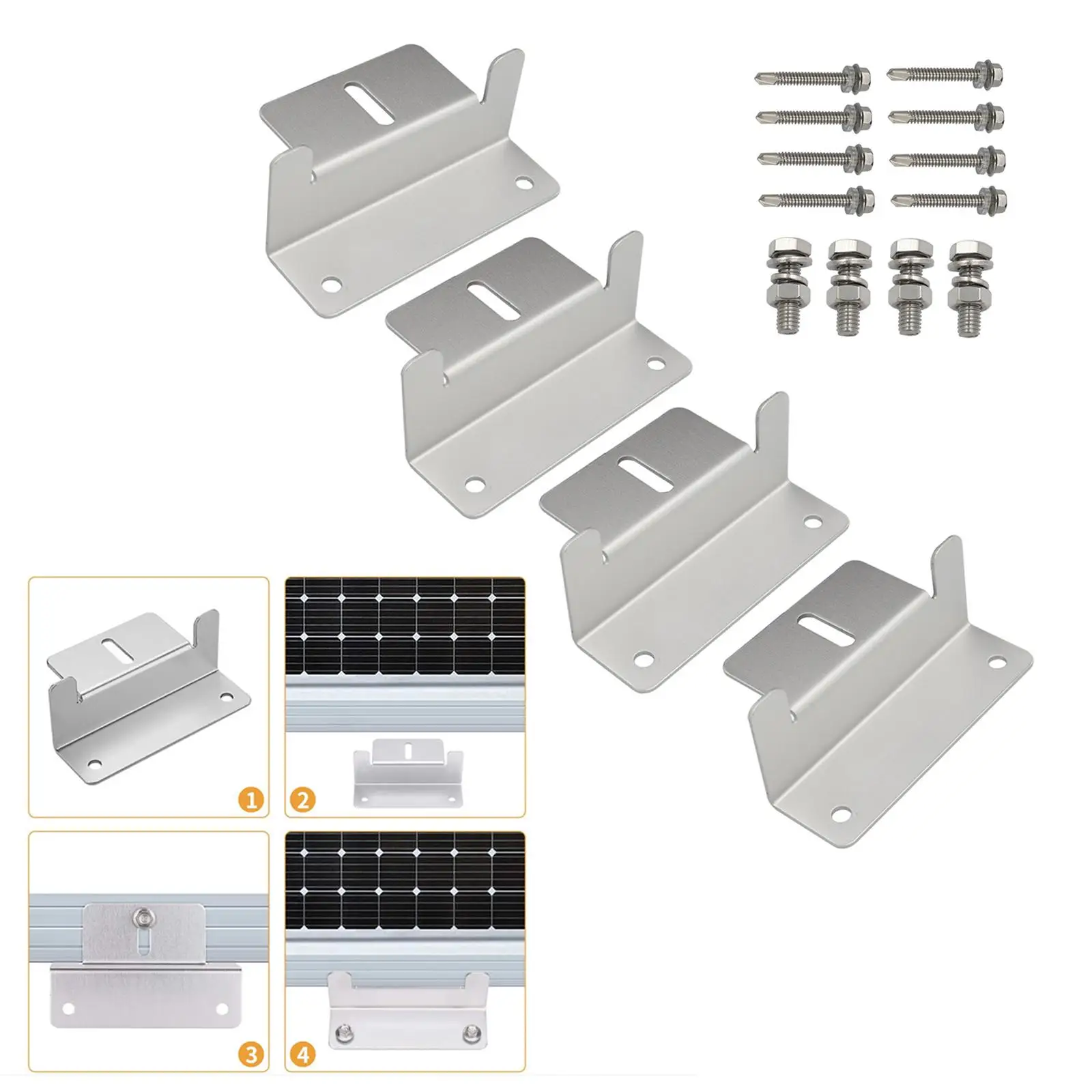 Solar Panel Mounting Z Brackets Rust Free Durable Lightweight Replace Parts Solar End Clamp for Ship Wall RV Boats Trailers