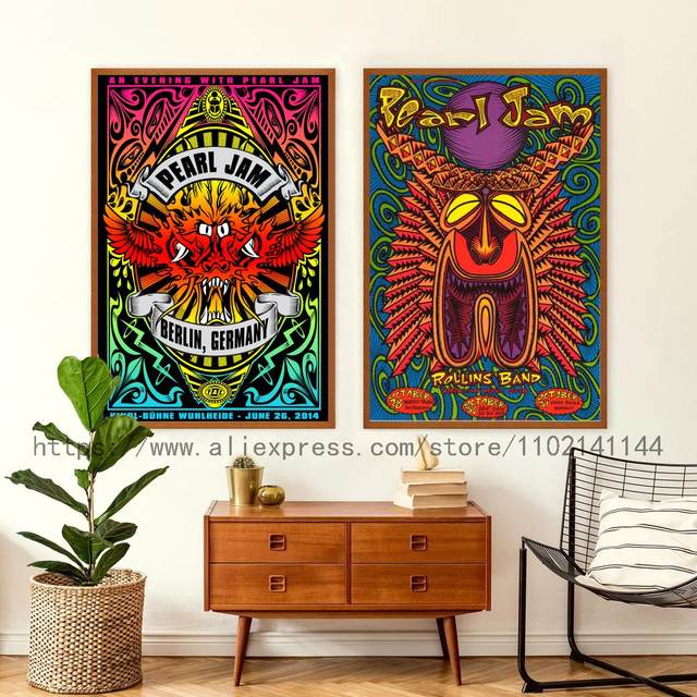 Surmount Pearl Jam Music Cover Logo Wall Poster, Rooms, Hotels, Cafes Wall  Decor Posters, Digitally Printed Wall Paintings