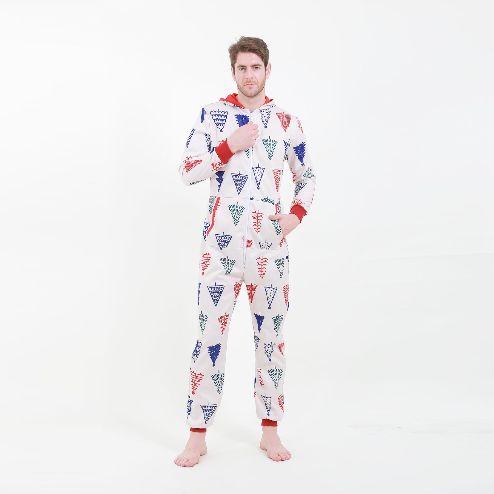 Men Autumn Warm Onesie Christmas Jumpsuits Sleep Lounge Adult Sleepwear