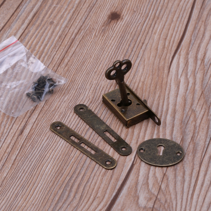 Antike Latch Haspe Vintage Metall Schublade Schlösser mit Schlüssel Dekorative Möbel Hardware für Holz Schmuck Box Schrank – Detail 7