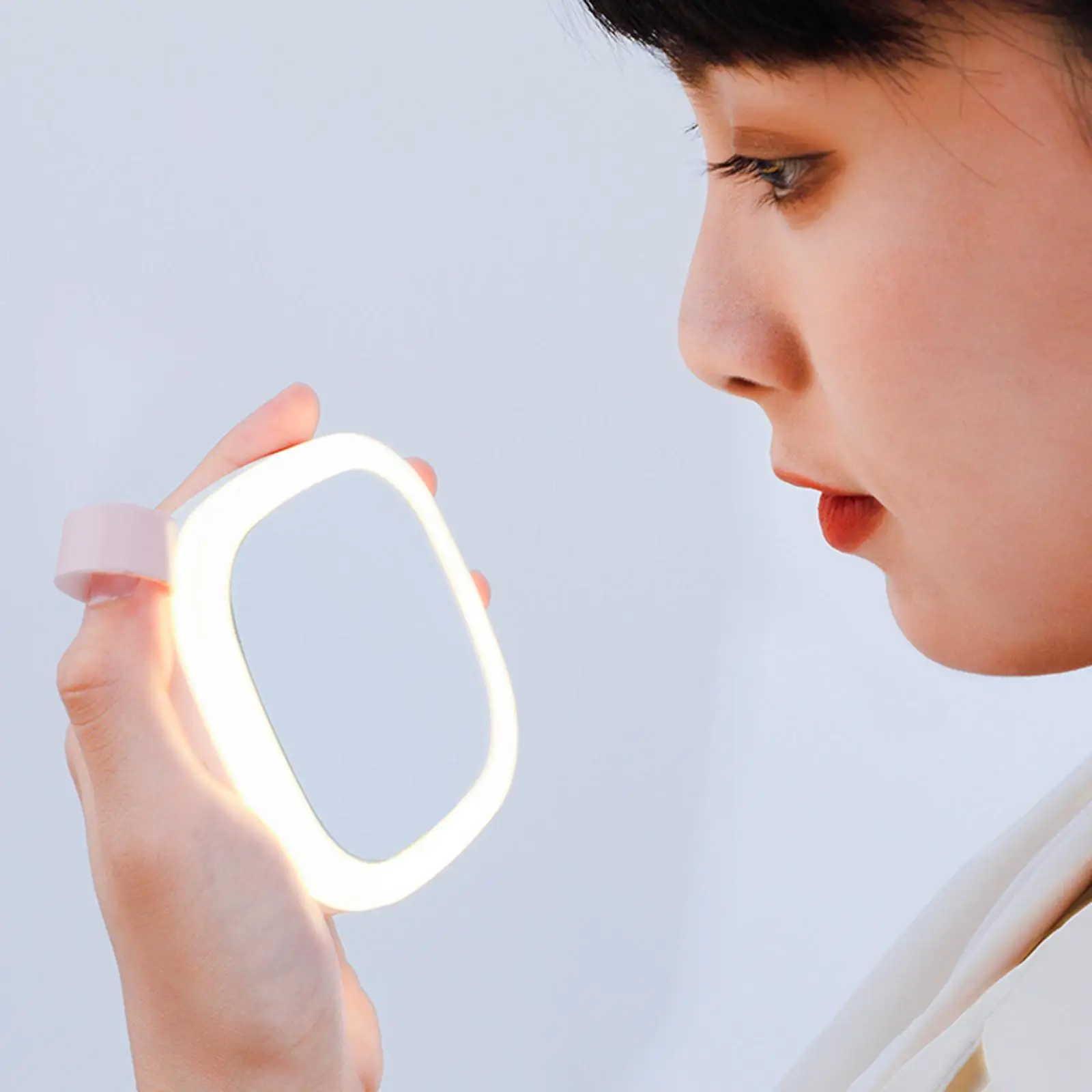 Mini LED Makeup Mirror Night Light Rechargeable Multifunction Adjustable Brightness Desk Vanity Mirror for Bathroom Shaving