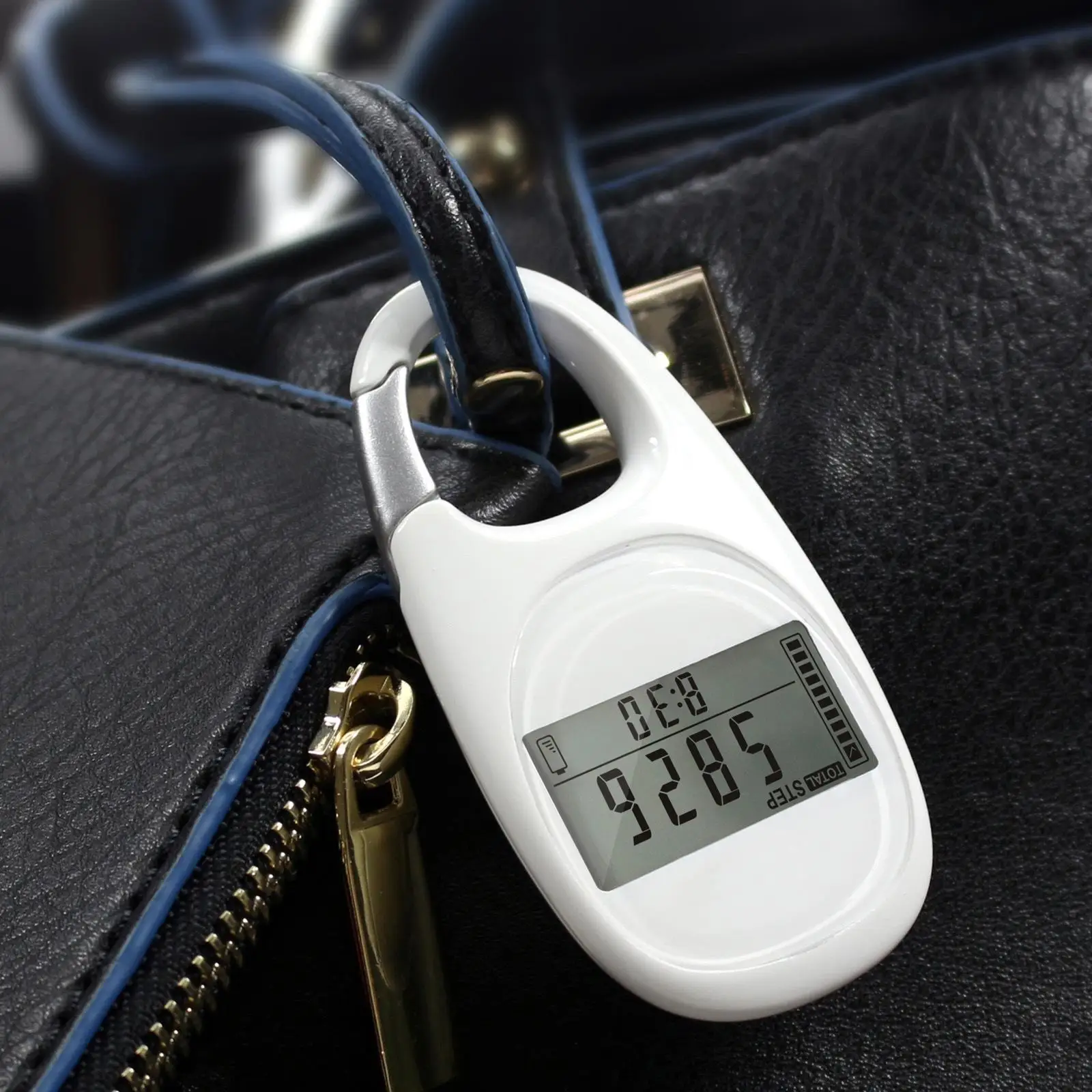 Portable Step Counter with Carabiner Clip Walking 3D Pedometer for Running