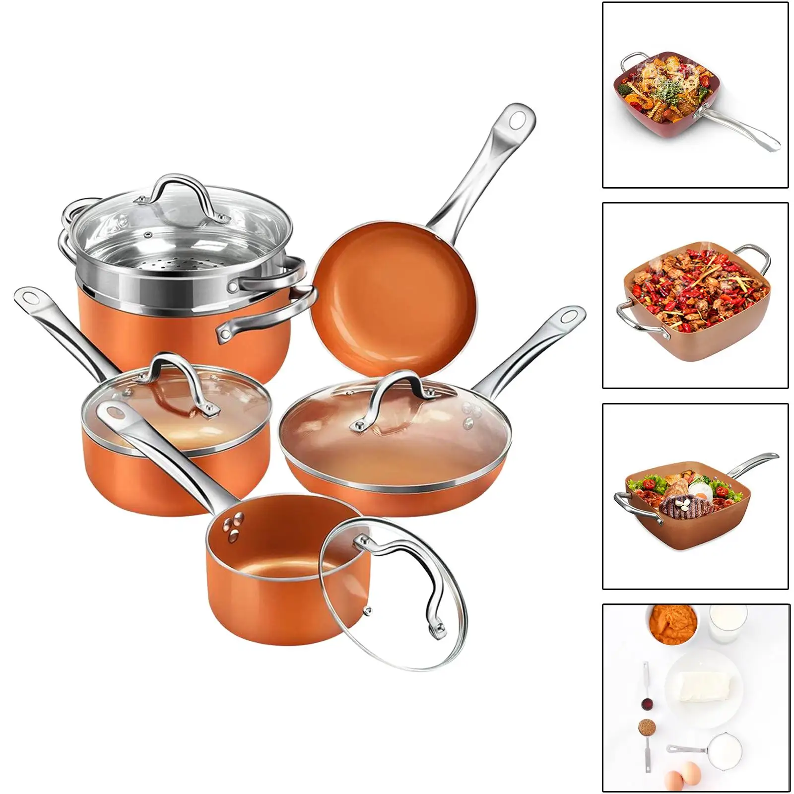 Household Frying Pan with Milk Pot Durable Soup Pot Cookware Set Cookware Kits for Omelettes Cooking Eggs Gas Stove Glass Stove
