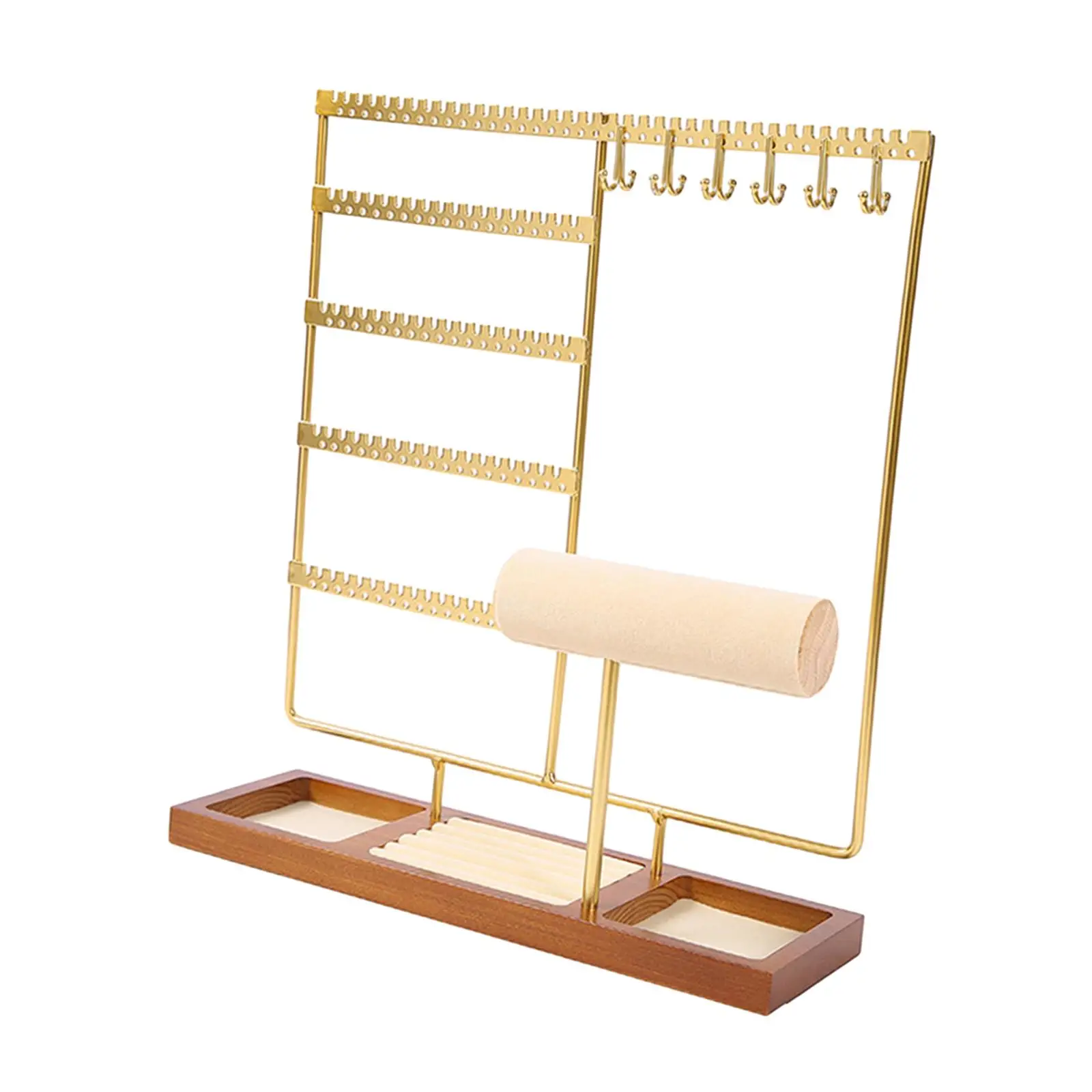 Jewelry Organizer Stand Holder Tabletop with Wood Tray Jewelry Holder for Props Live Broadcast Photography Shopping Mall Dresser