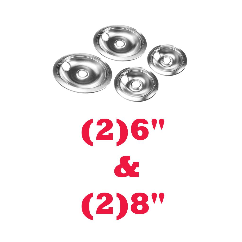 Replacement Drip Pans for Electric Range - 2 Large 8inch and 2 Small 6inch Drip Bowl Pans - Set of 4