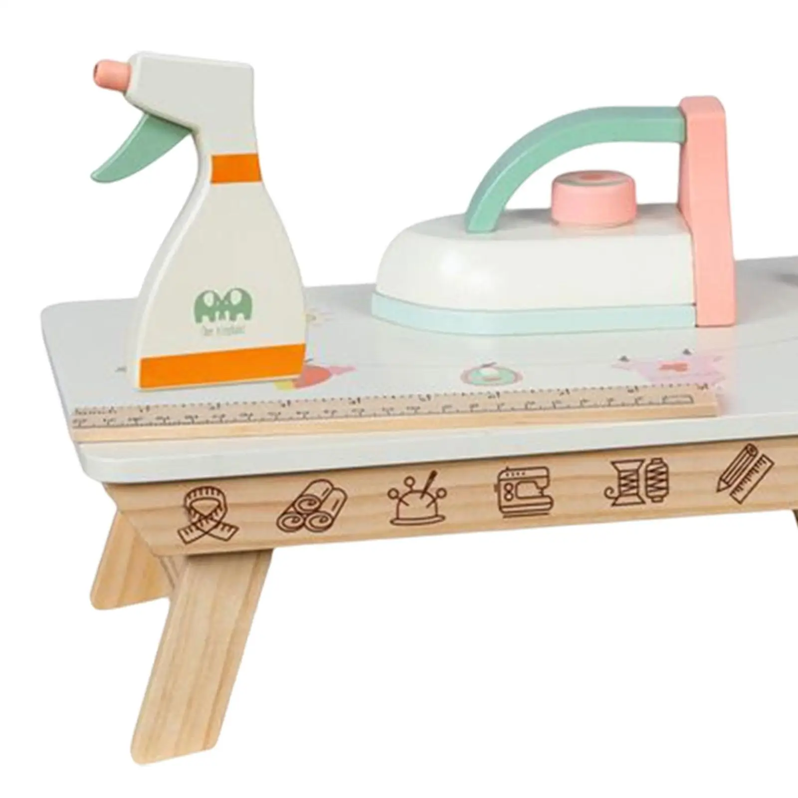 Pretend Ironing Board and Iron Wood Handicraft Toy with Clothes Iron, Ironing Board, & Accessories Laundry Toys for Girls Boys