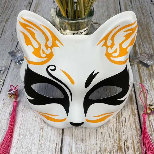Anime Demon Slayer Fox Masks Japanese Cat Mask Half Face Masquerade  Festival Kabuki Kitsune Masks Party Cosplay Propsani. Mesh - AliExpress
