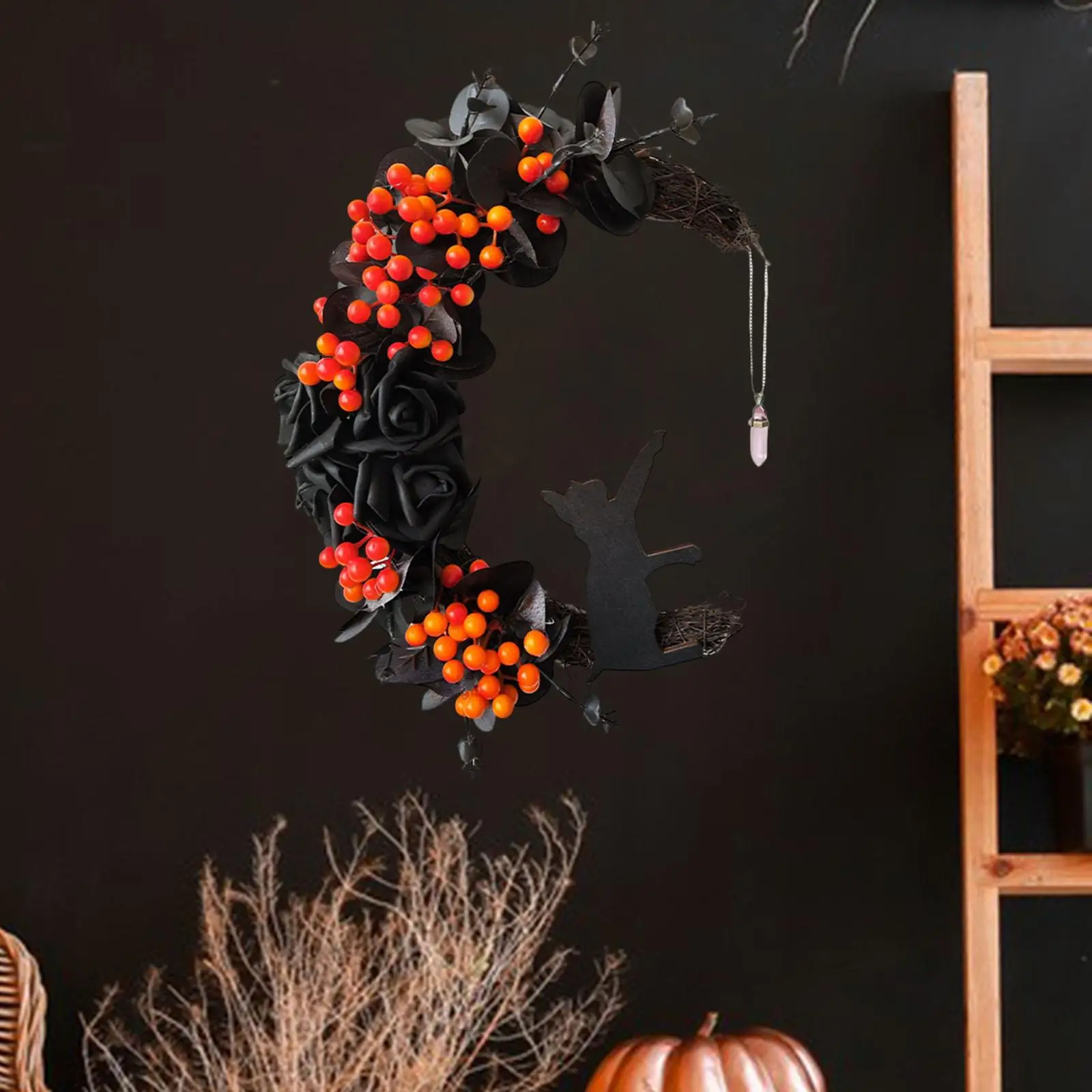 Artificial Cat Wreath Hanging Outside Decorations Wall Party Decor Wedding for Home Halloween Easter Fall Spring