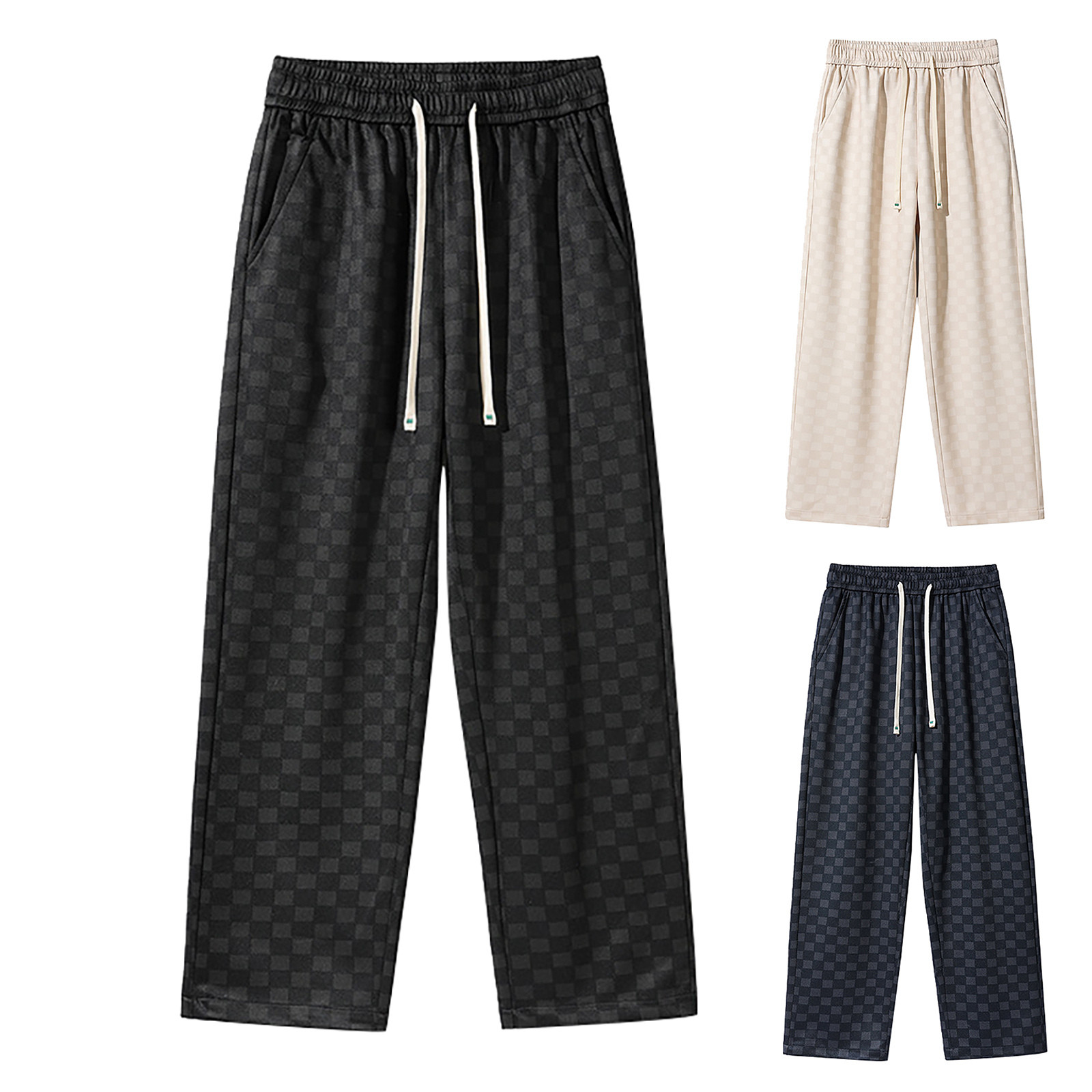 Description Picture 2 of itemMens Sweatpants With Pockets Loose Straight Wide Leg Pants Summer Thin Trousers Tie Outdoor Casual Pant For Men Ropa Hombre