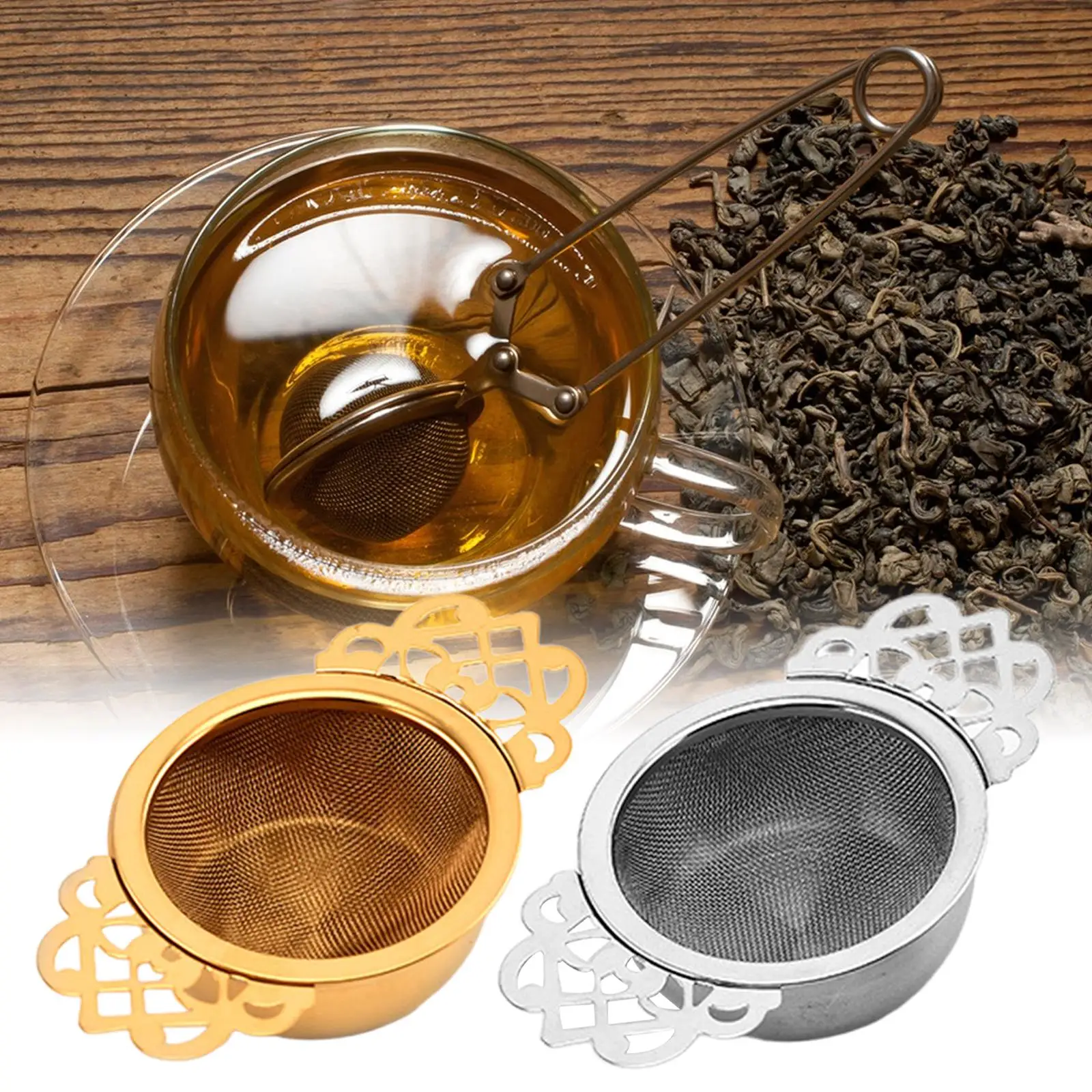 Tea Infuser with Drip Bowl Stainless Steel Tea Strainer for Loose Leaf