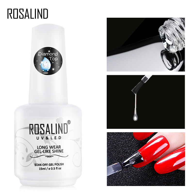 Best of ROSALIND Top Coat Gel Nail Polish Diamond Transparent Soak Off UV Primer Gel Vernis 15ml Long Lasting Gel Lacquer Art Manicure Reviews & Tips