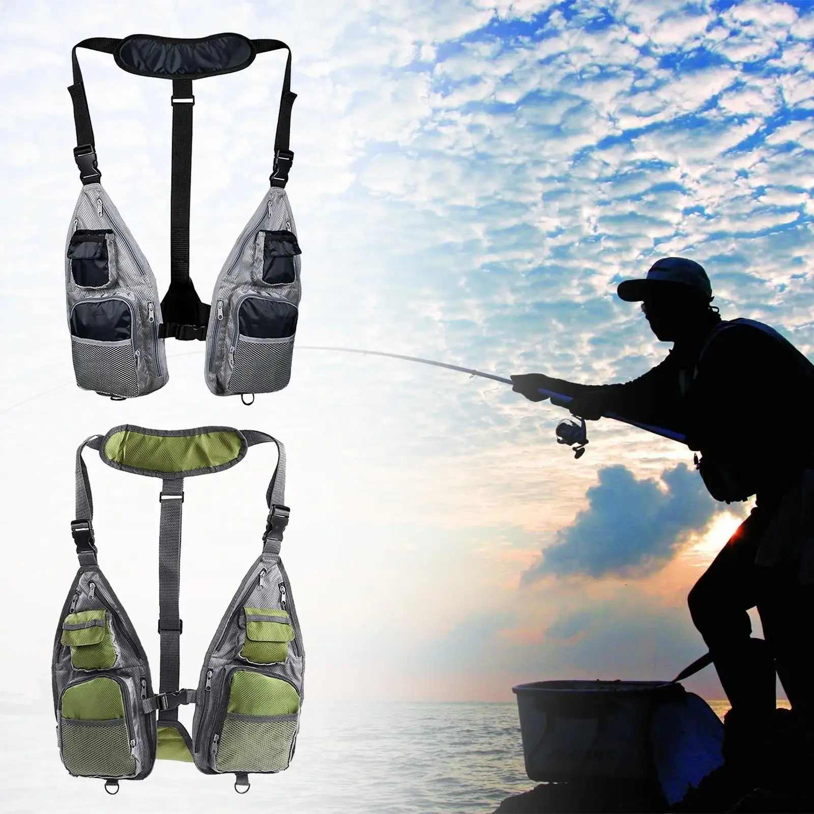 Simple Mesh Fishing Vest Fishing Equipment Lightweight for Hiking Men Kids
