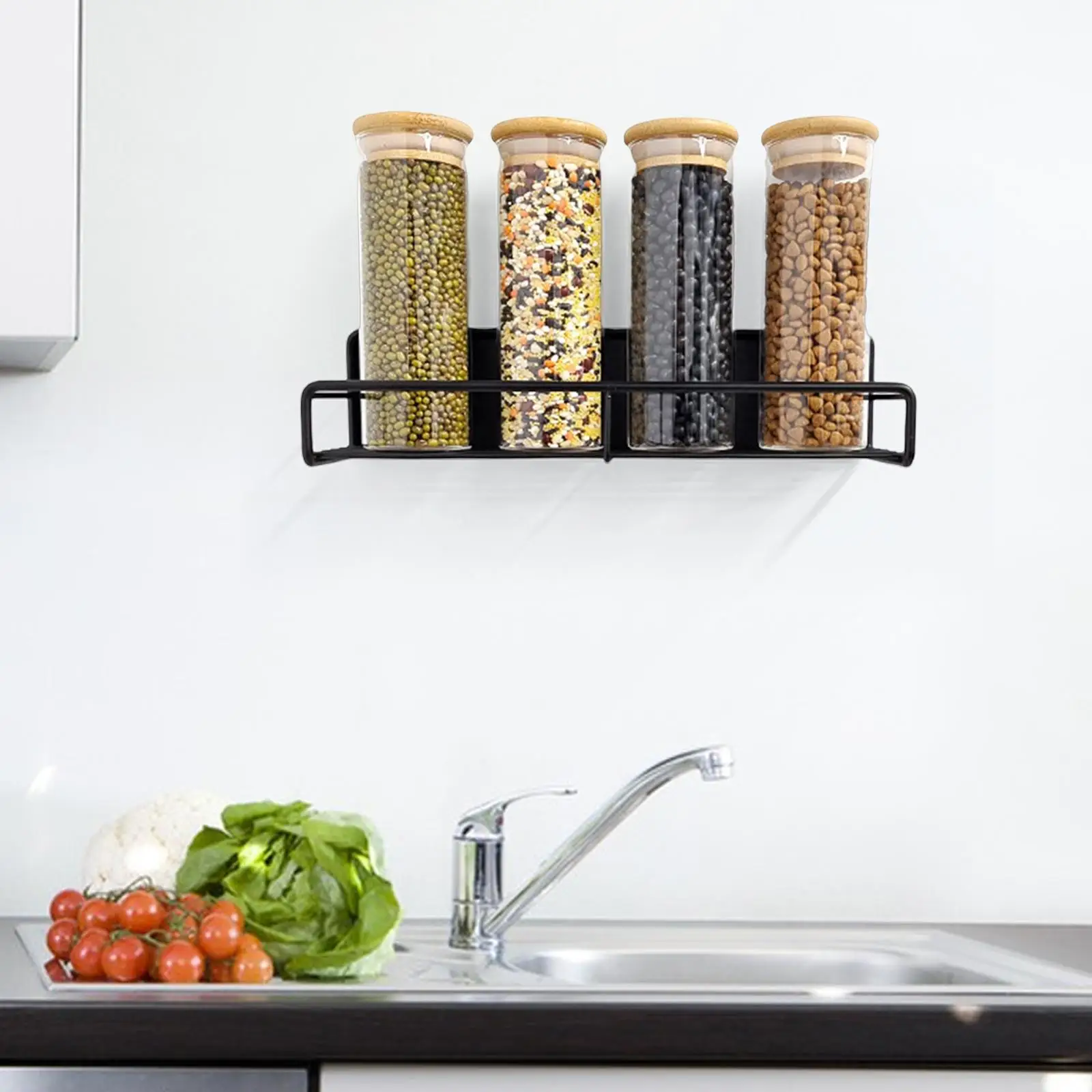 Wall Mounted Spice Rack Multi Use No Drilling Durable Organizer Seasoning Organizer Rack for Toilet Kitchen Hotel Accessory Tool