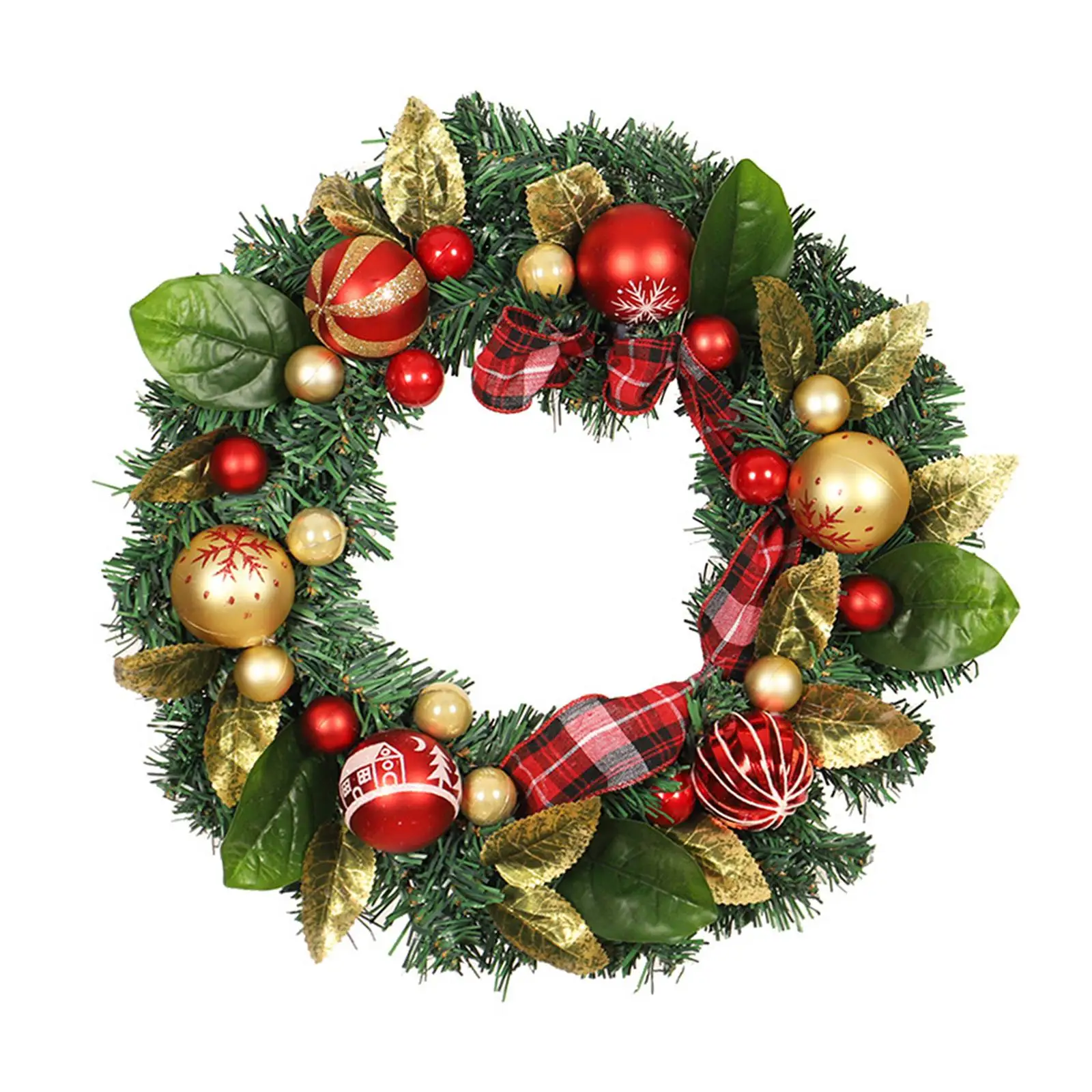 16inch Christmas Ball Wreath Garland Glitter Shatterproof Hanging Door Wreaths for Xmas Home Front Yard Fireplace Thanksgiving