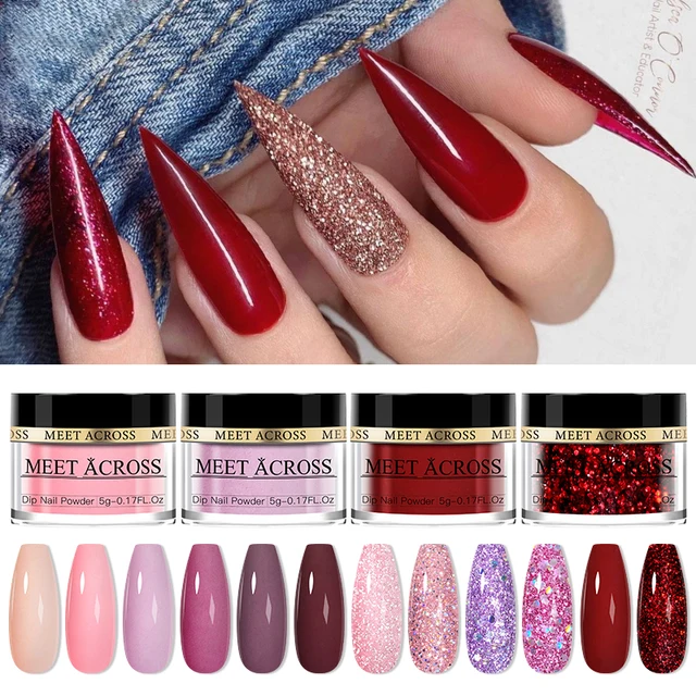MEET ACROSS Color-Changing Dipping Nail Powder Dust Glitter French