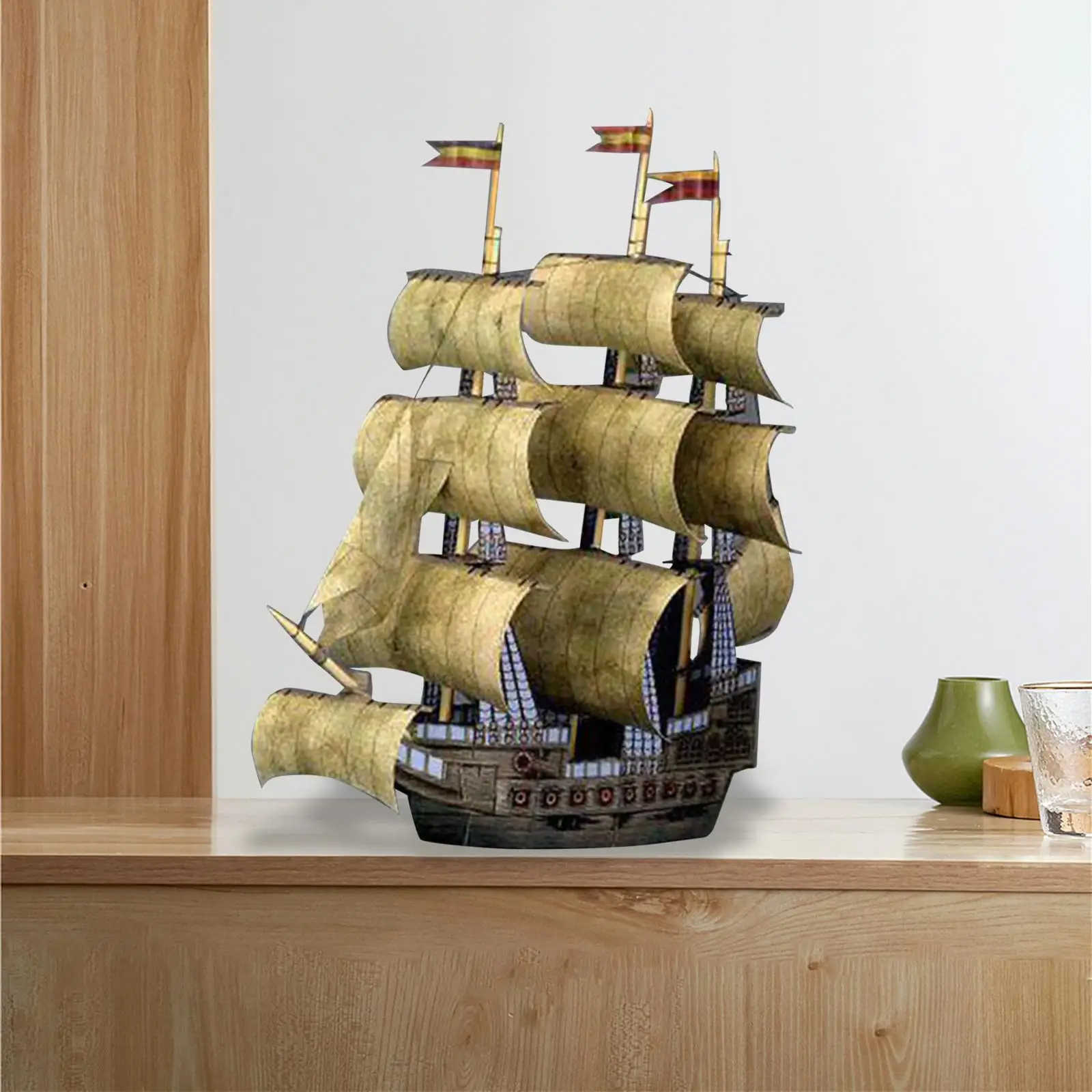Pirate Ship Arts Crafts Gifts Sailing Boats Scale Model for Kids Adults