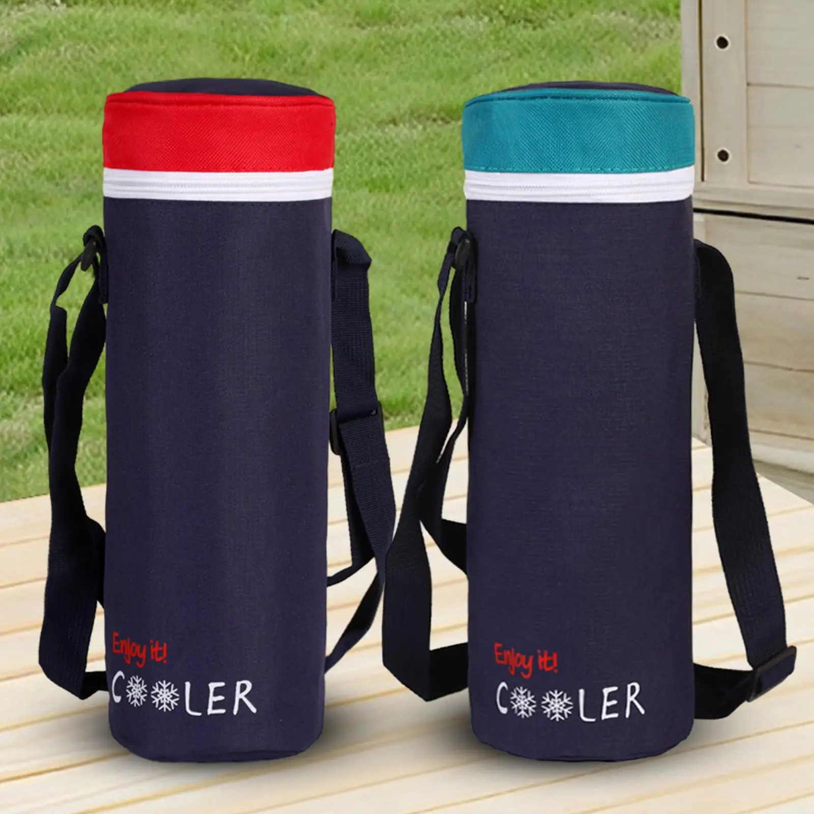 Insulated Water Bottle Bag Carrier with Adjustable Shoulder Strap Cooler Bag Bottle Holder Case for Beach Day Hiking Camping