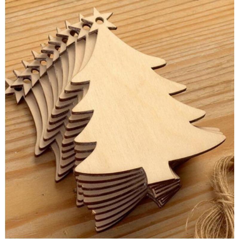 10 Teile/beutel Holz Weihnachtsdekorationen Kreative Weihnachtsbaum Anhänger Urlaub Party Zuhause DIY Dekoration – Detail 7