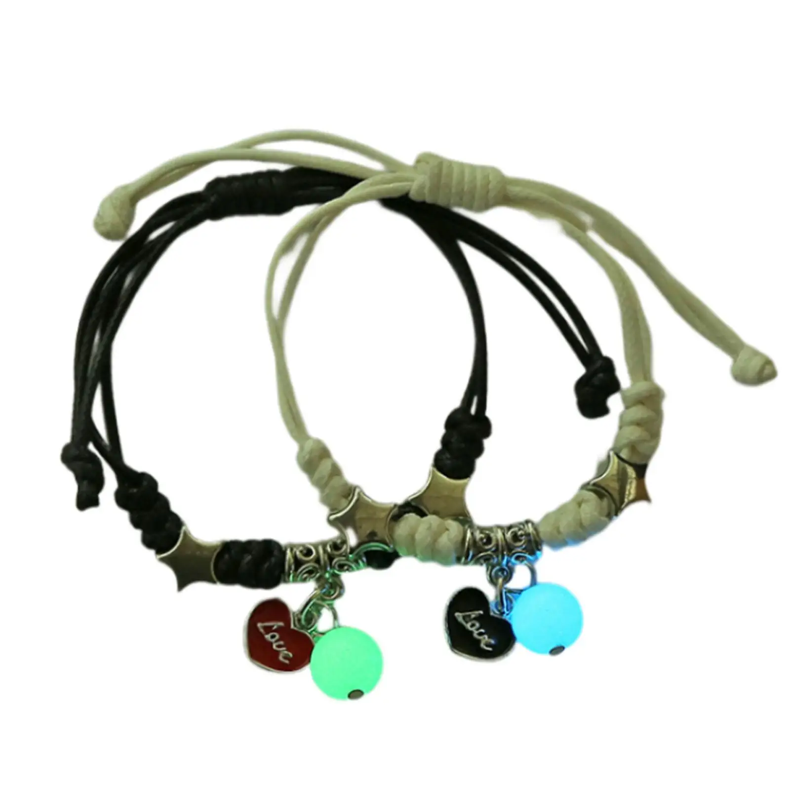 2 Pieces Braided Bracelet Accessoty Adjustable Gifts Luminous Couple Bracelet Friend Bracelet for Valentine`s Day Girlfriend
