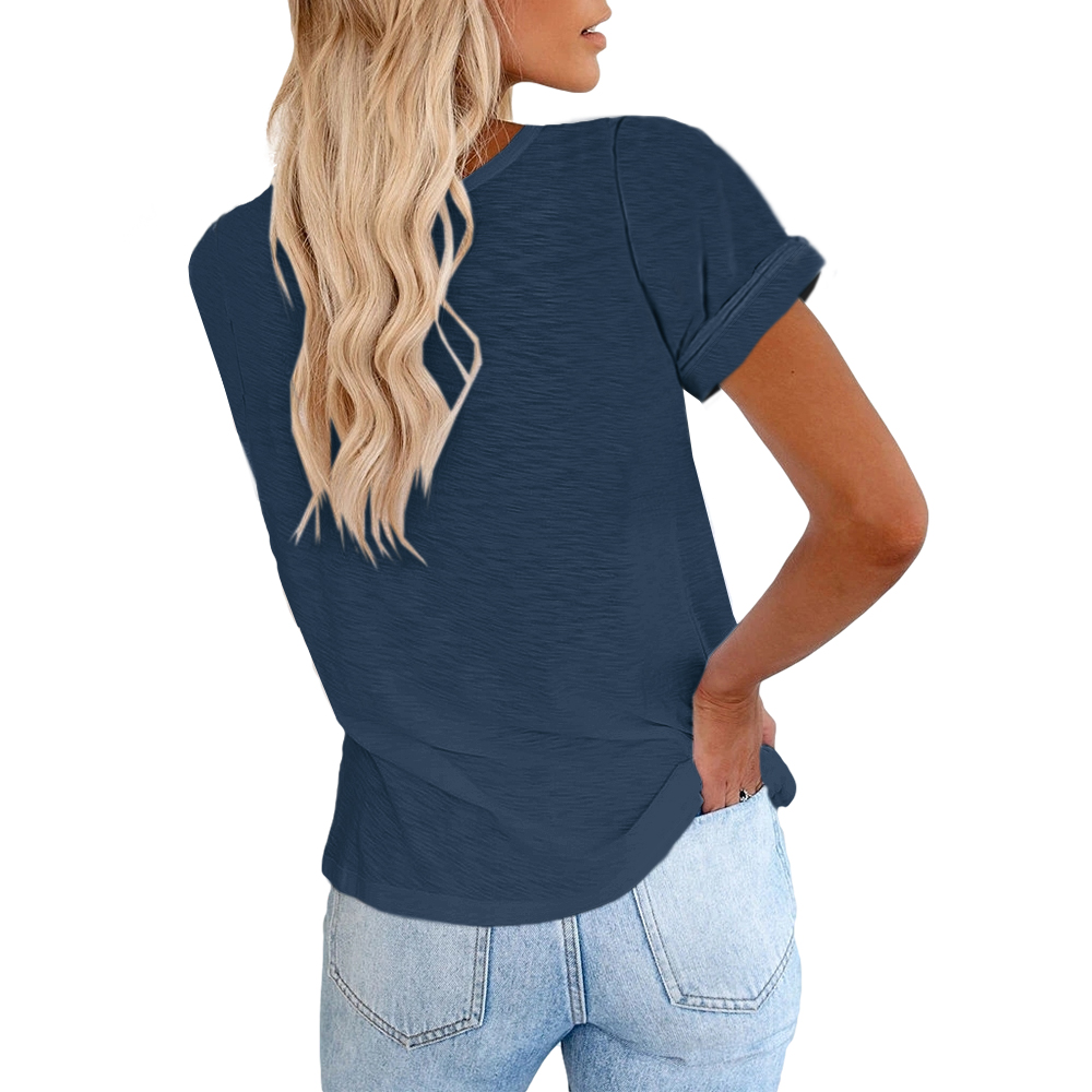 Women's Short Sleeve Shirts Crewneck Loose Casual Summer Basic Tees Tops816_voghion.com