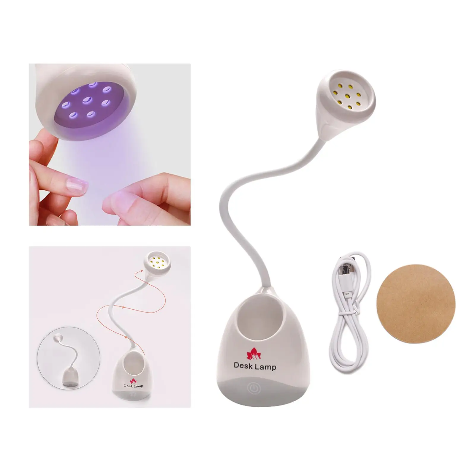 LED Nail Lamp with Storage Space for Nail Polish Touch Switch 360 Degree Rotatable Nail Light Portable Nail Dryer for Home DIY