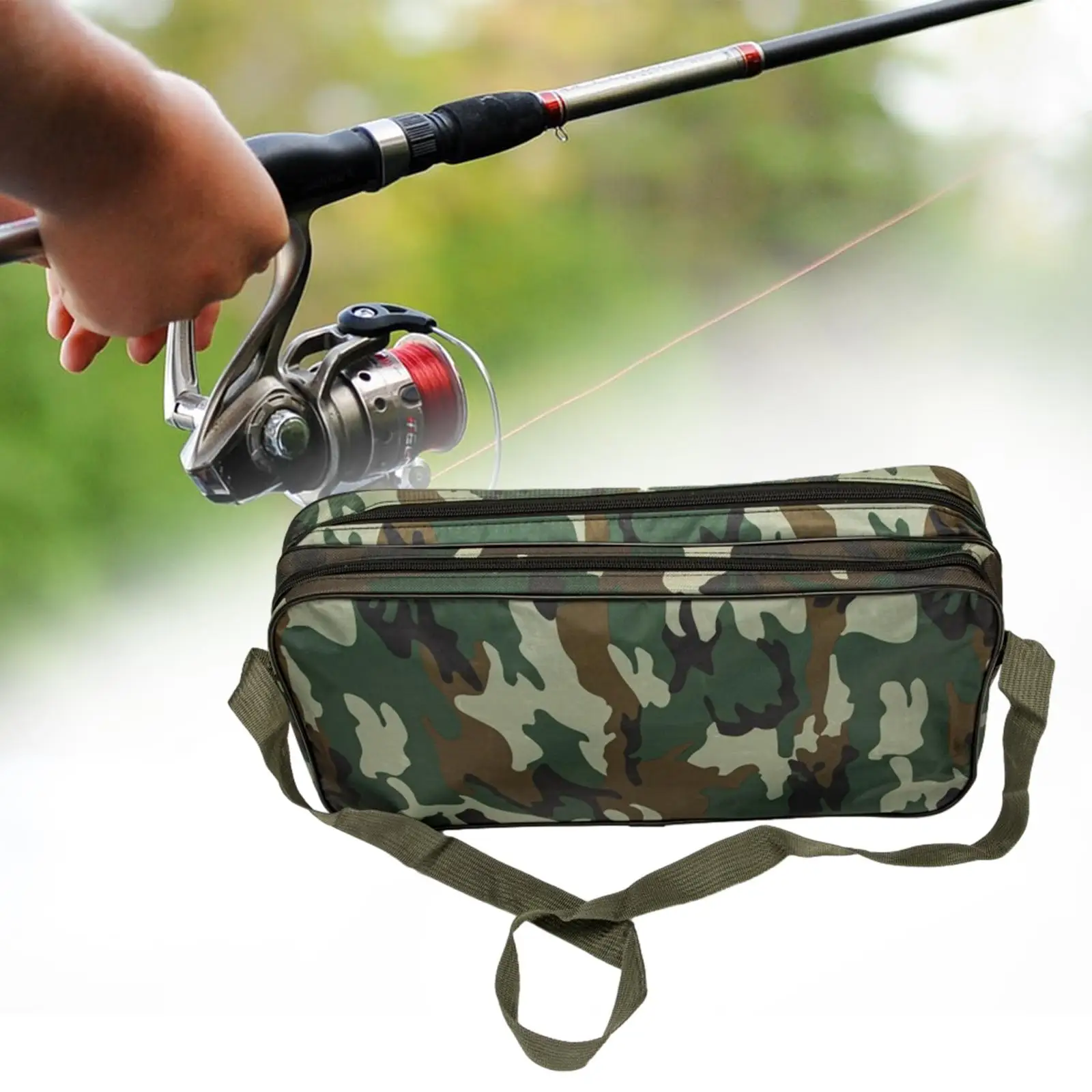 Fishing Tackle Bag Reel Lures Tools Bag Fishing Gears Multifunctional Zipper Closure Large Capacity Fishing Bag for BBQ Camping