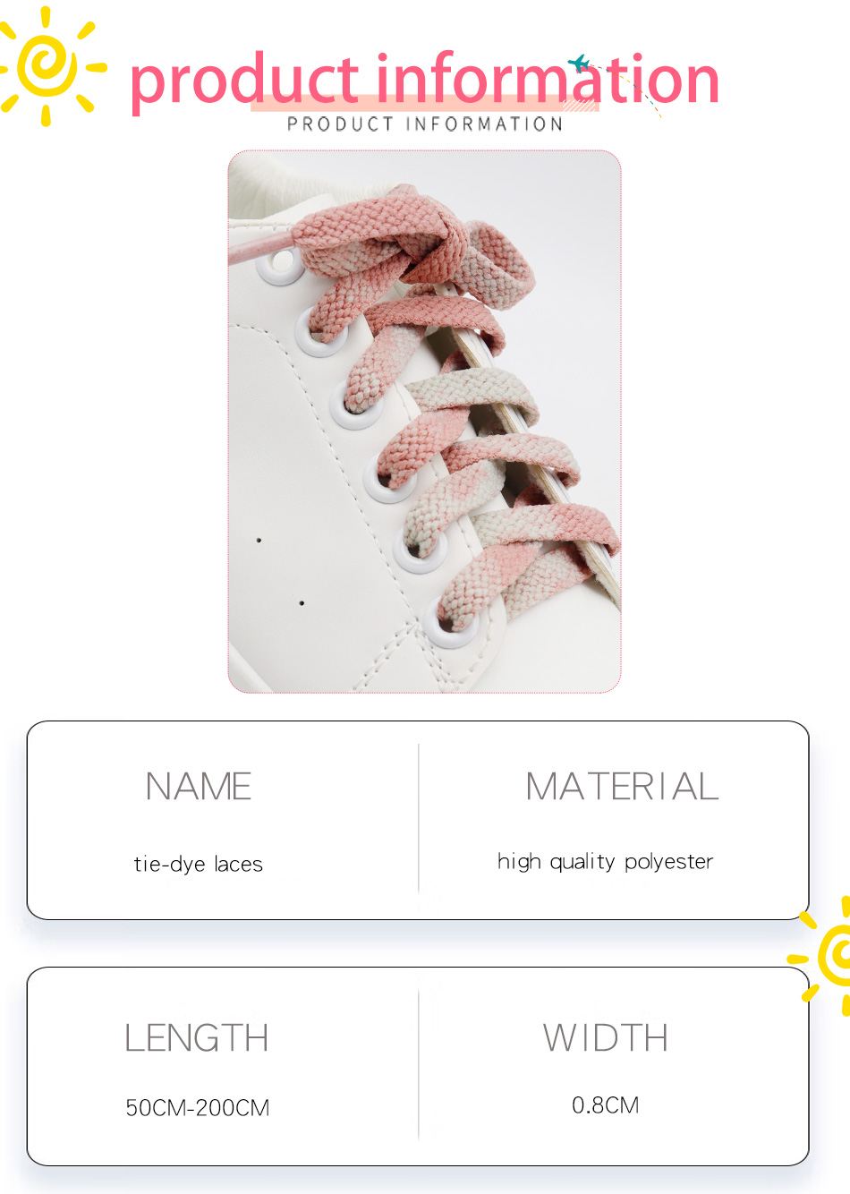 Coolstring Schnürsenkel Zubehör 8mm flache Dicke Krawatte sterben Vintage verblasste Schnürsenkel für Sneaker Stiefel Superstar Trainer Lacet – Detail 2