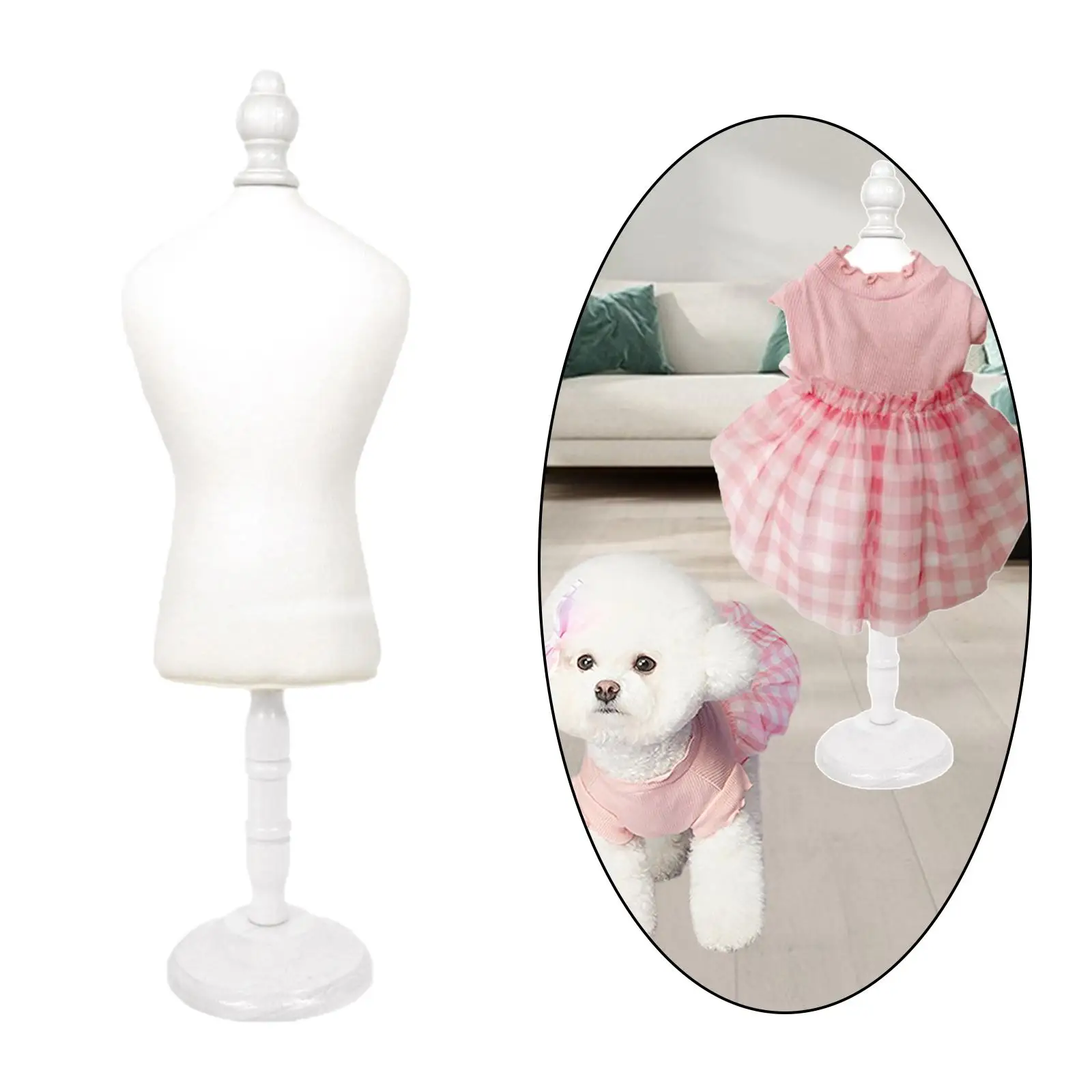  Display Holder  Model Stand Accessories with Round Wooden Base Support Tools Miniature for Dress Display Clothes Sewing