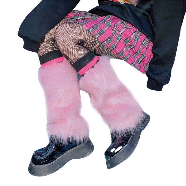 Furry Faux Fur Leg Warmers para mulheres, capas de botas, altura do joelho,  Hipster, meia quente