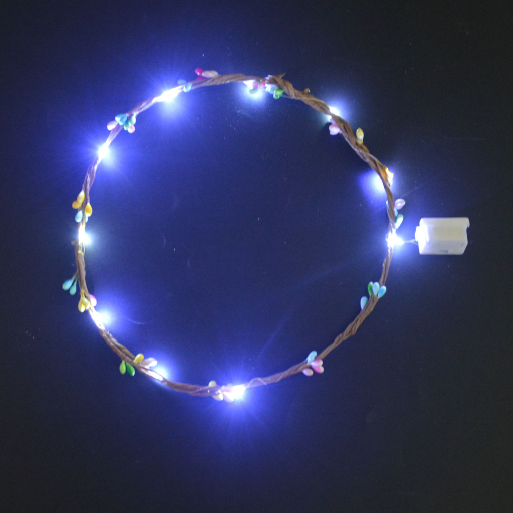 Girlande Krone Blume Stirnband Leuchten Neon Kranz Haarband Cosplay Geburtstag Glow Party Supplies Hochzeit Festival – Detail 3