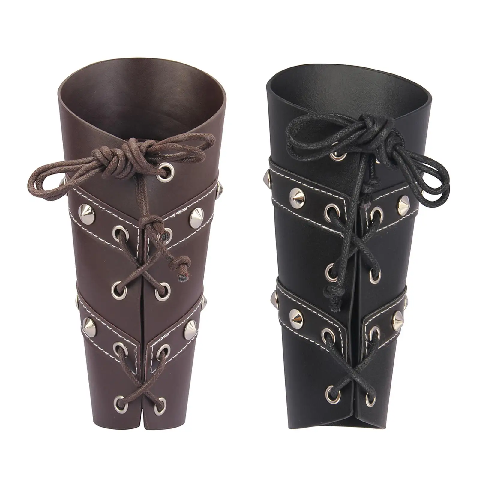 PU Leather Arm Cuff Gothic Medieval Arm Guards Protection for Men Women Role Playing Weddings Halloween Party Graduations