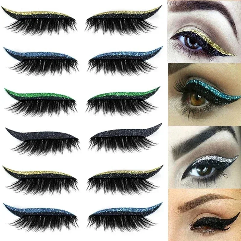 Best of 4 Pairs 2 IN 1 Eyeliner Eyelash Stickers Reusable Long Lasting Self-Adhesive Glitter Shiny Natural Stickers Party Cosplay Makeup Reviews & Tips