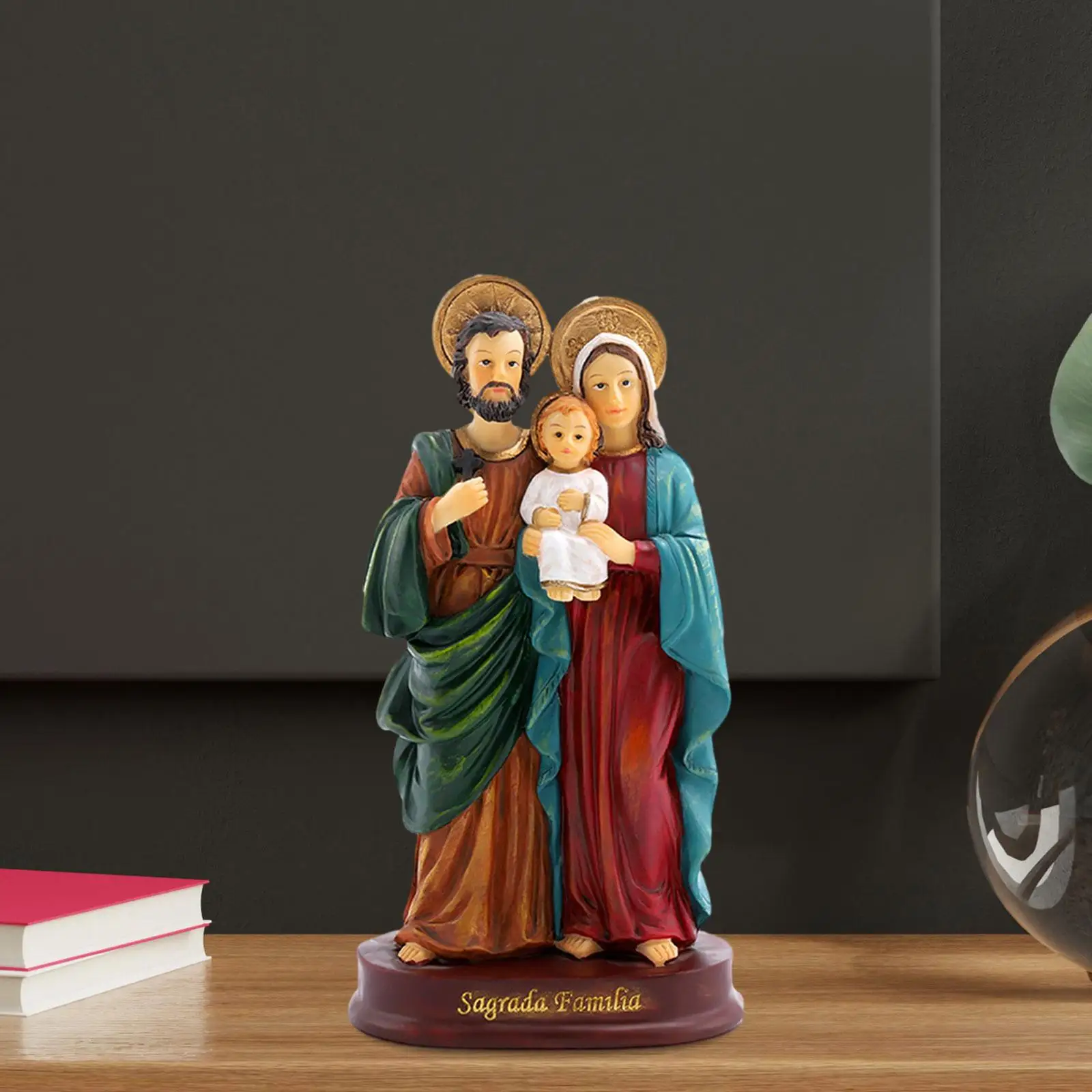 Holy Family Statue Jesus Figurine Art Collectible Nativity Scene Mary Joseph Figures for Shelf Home Living Room Decoration Gift